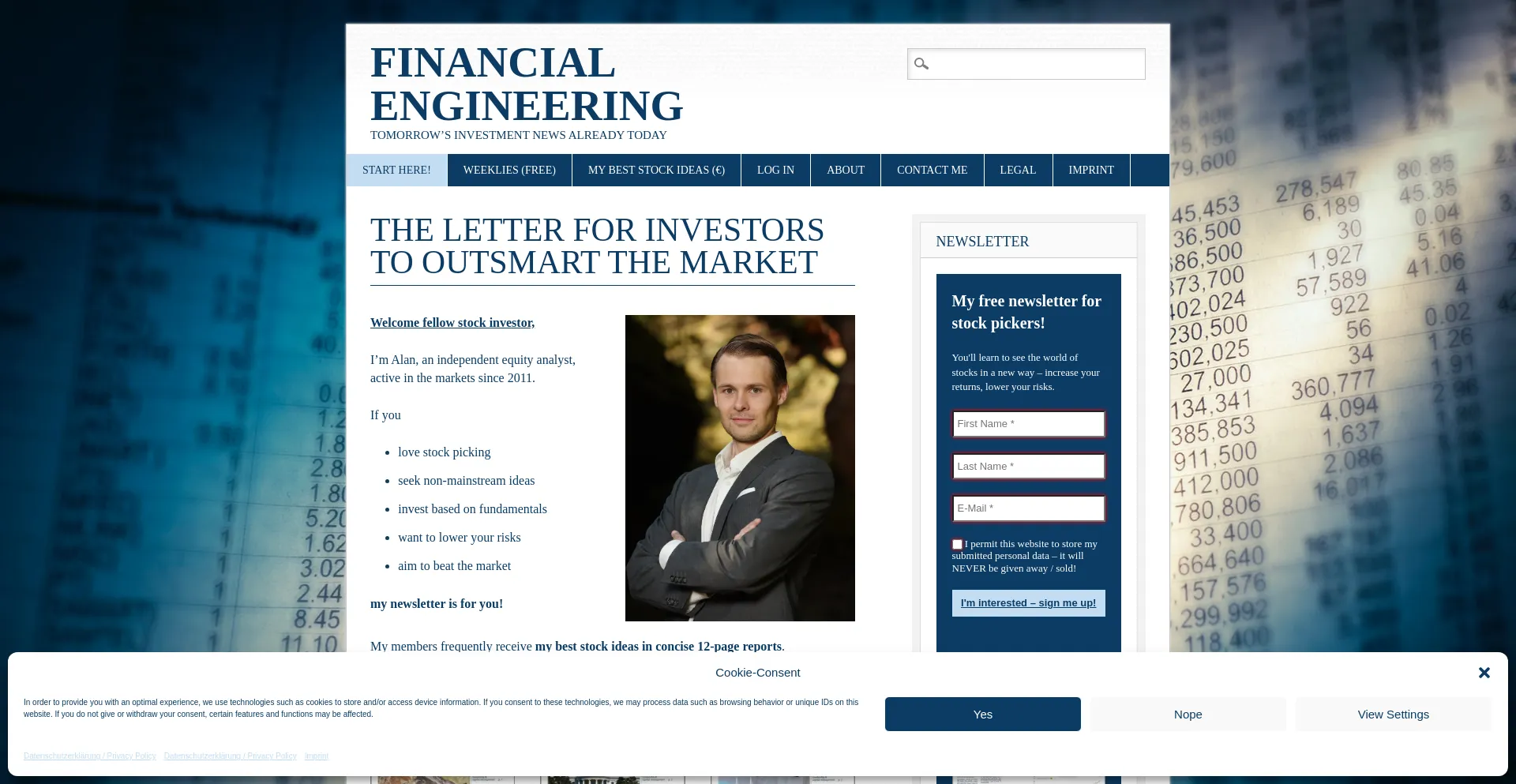 Website screenshot of Financial-engineering.net