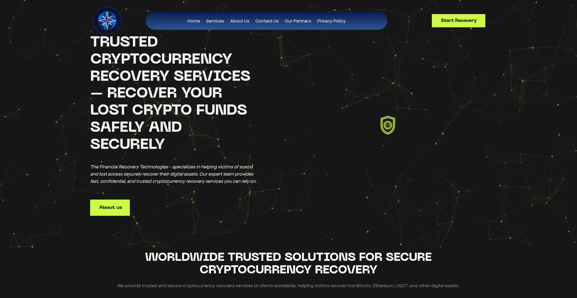 Website screenshot of Financialrecoverytechnologies.org