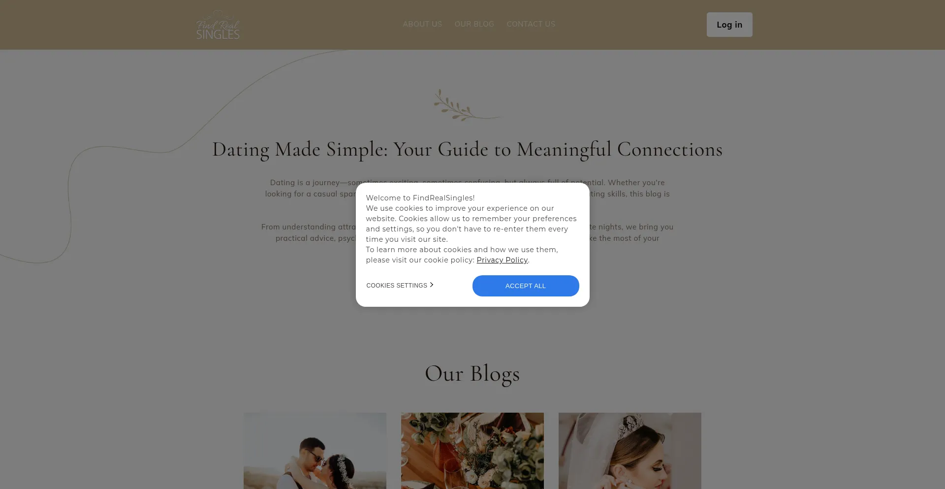 Website screenshot of Findrealsingles.com