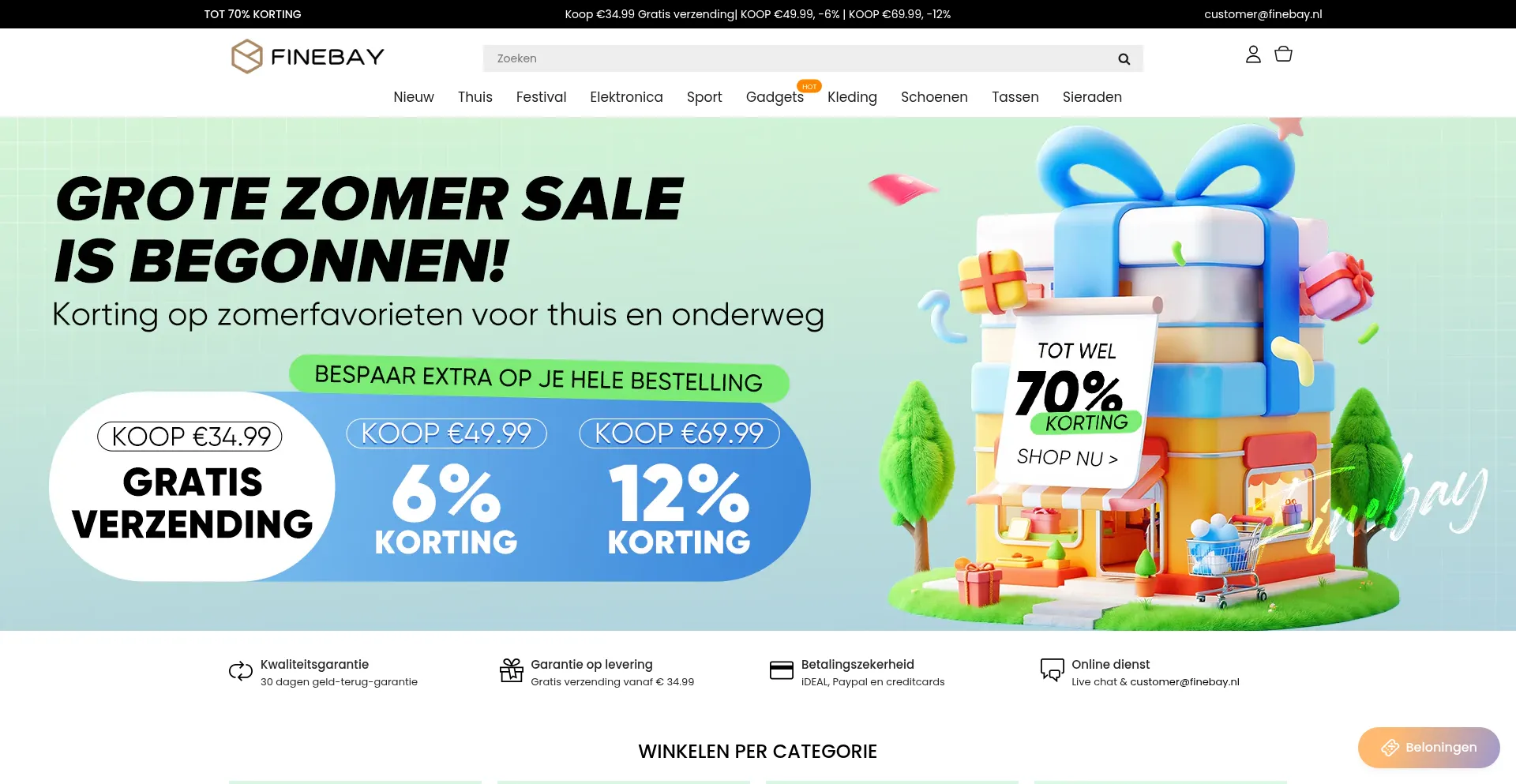 Website screenshot of Finebay.nl