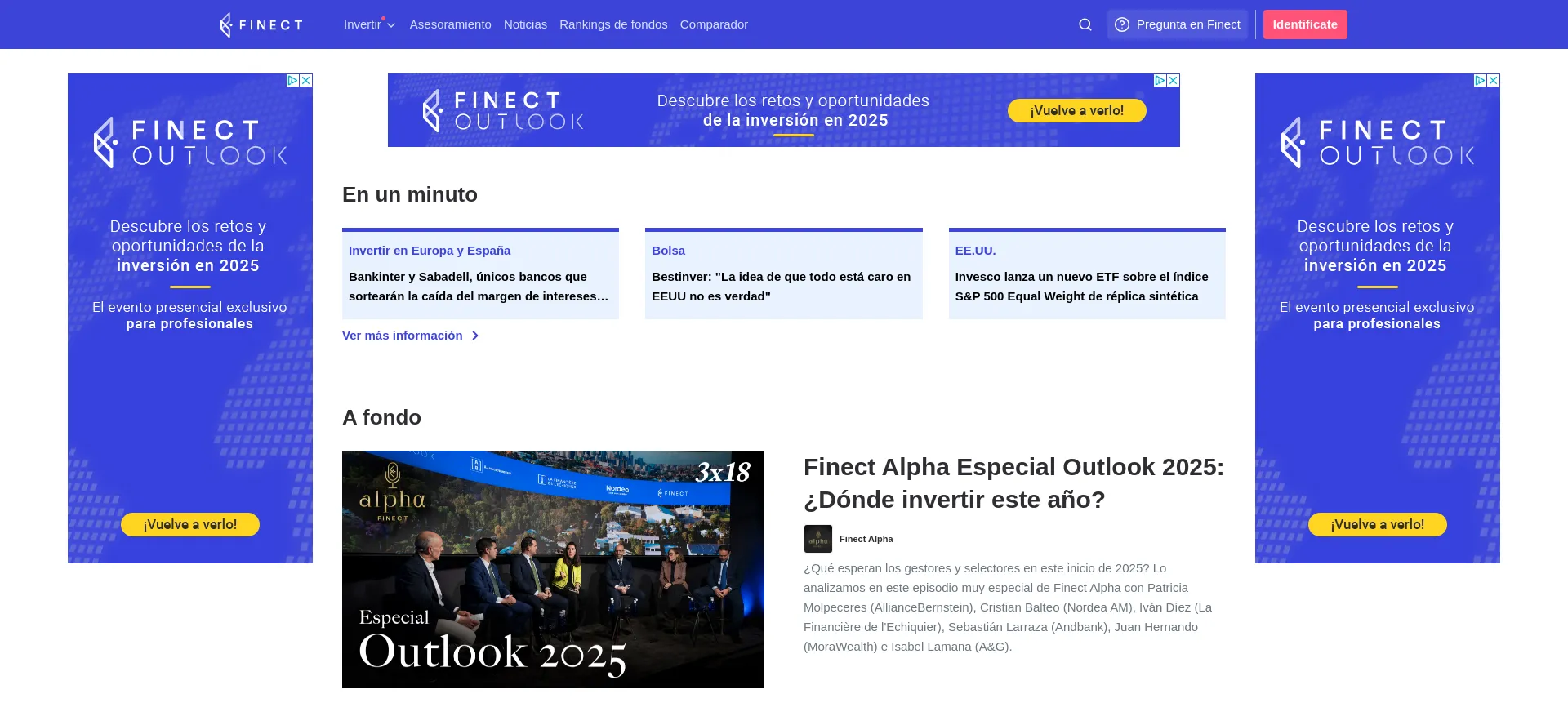 Website screenshot of Finect.com