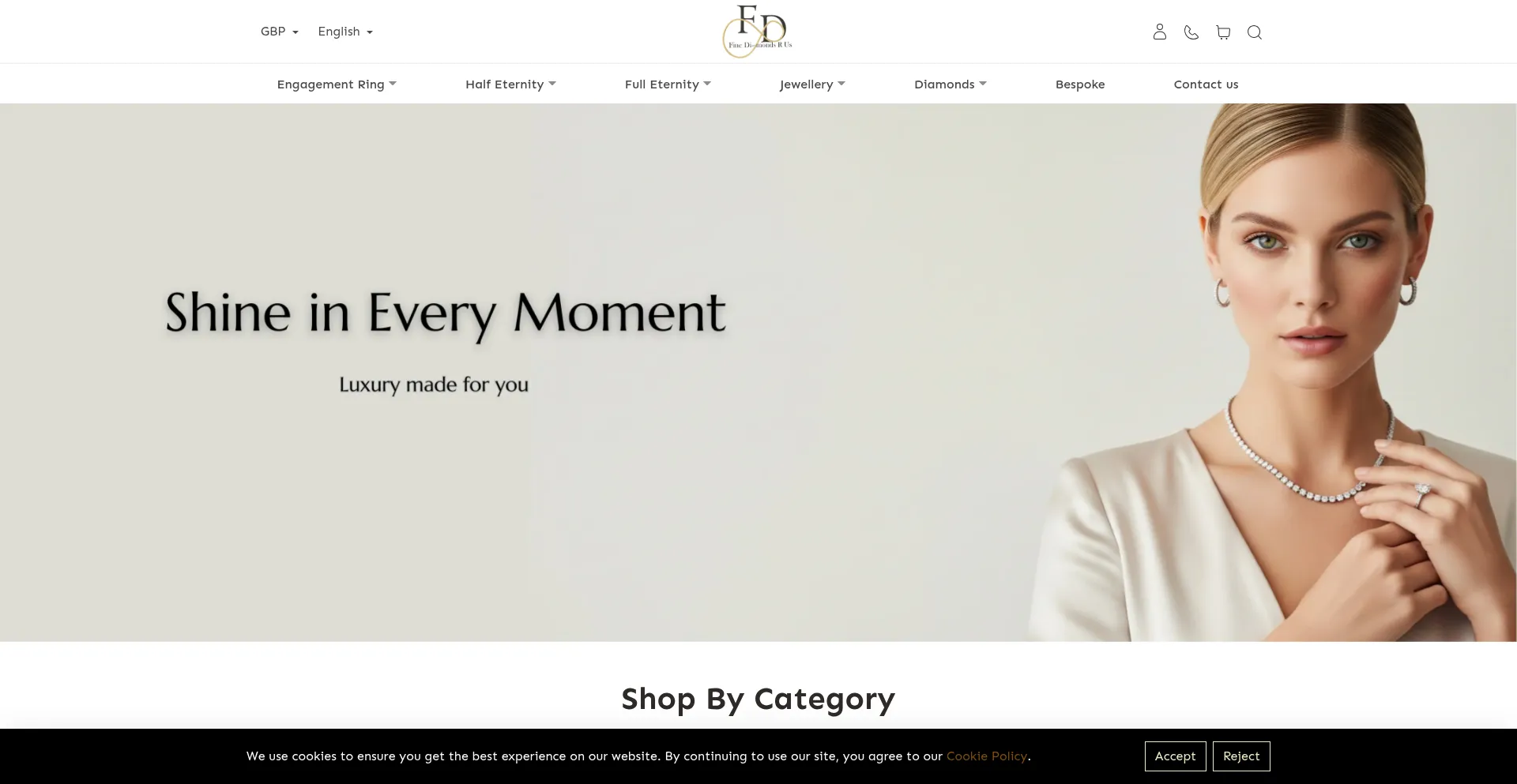 Website screenshot of Finediamondsrus.com