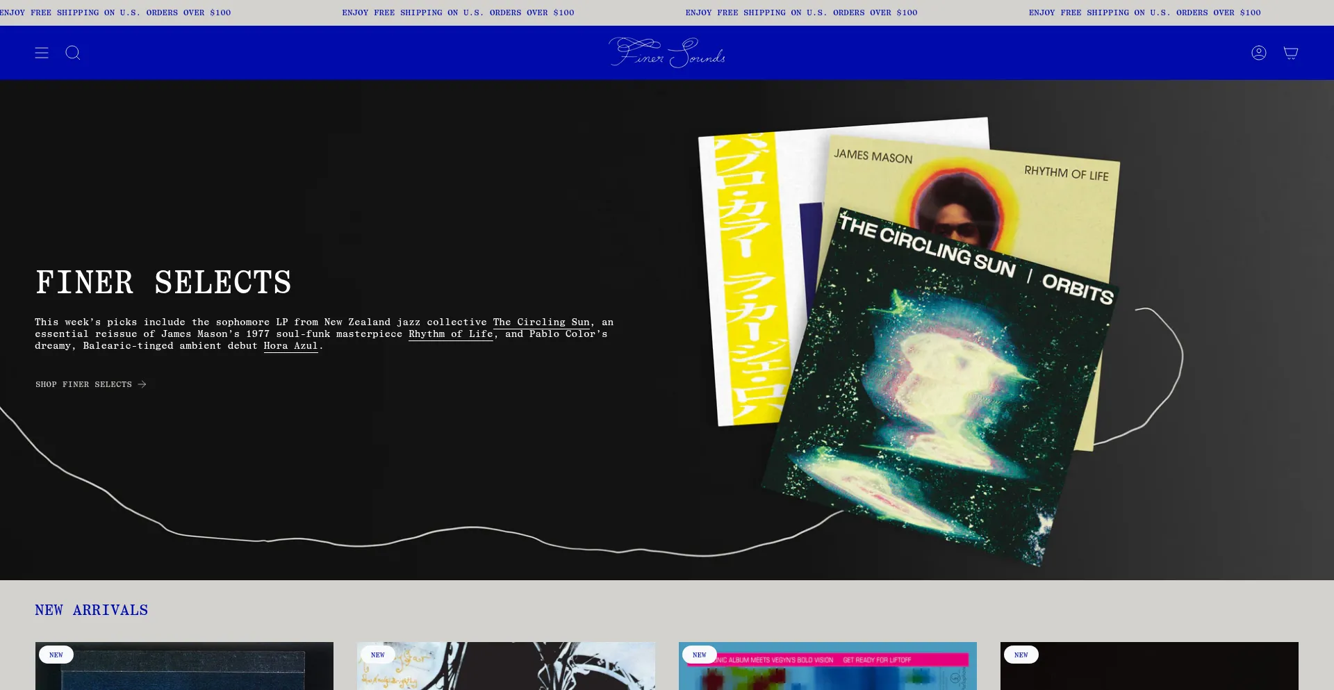 Website screenshot of Finersounds.com