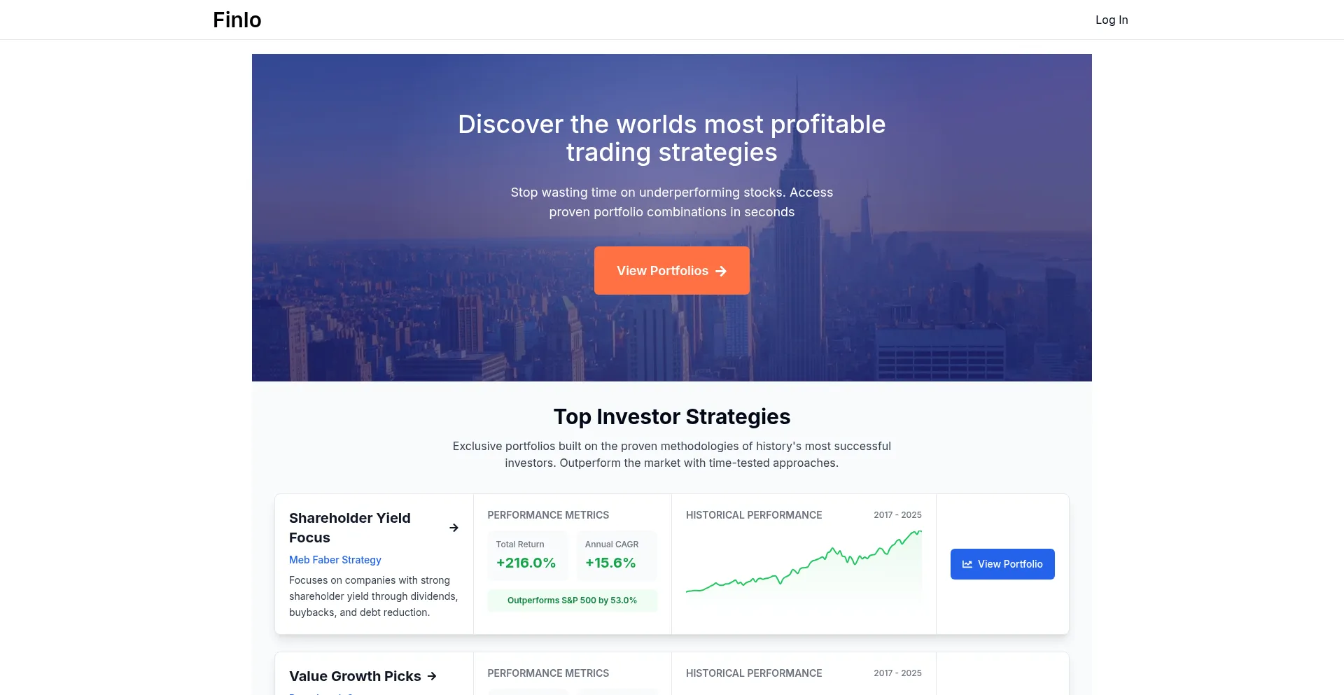 Website screenshot of Finlo.io
