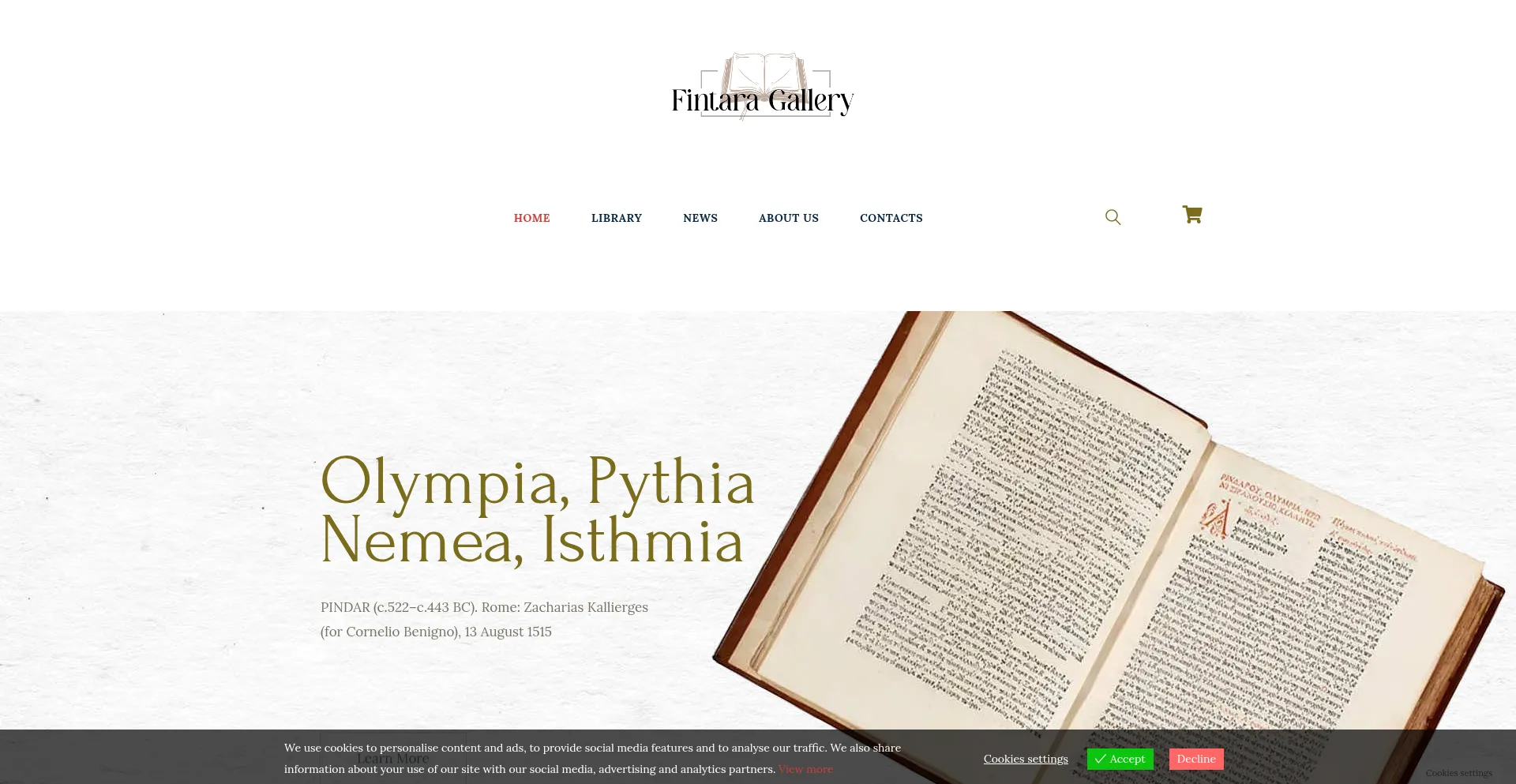 Website screenshot of Fintaragallery.com