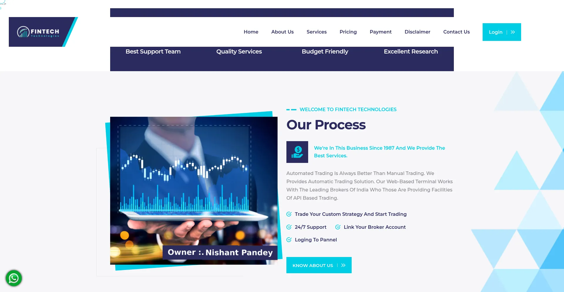 Website screenshot of Fintechtechnologies.in