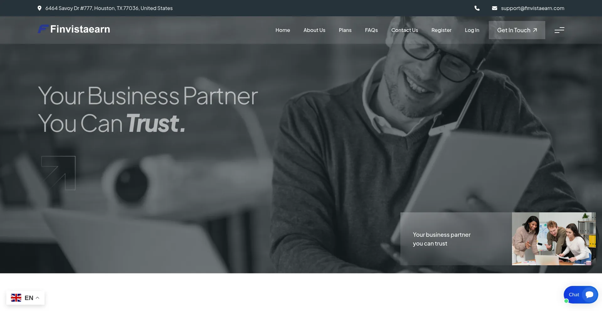 Website screenshot of Finvistaearn.com