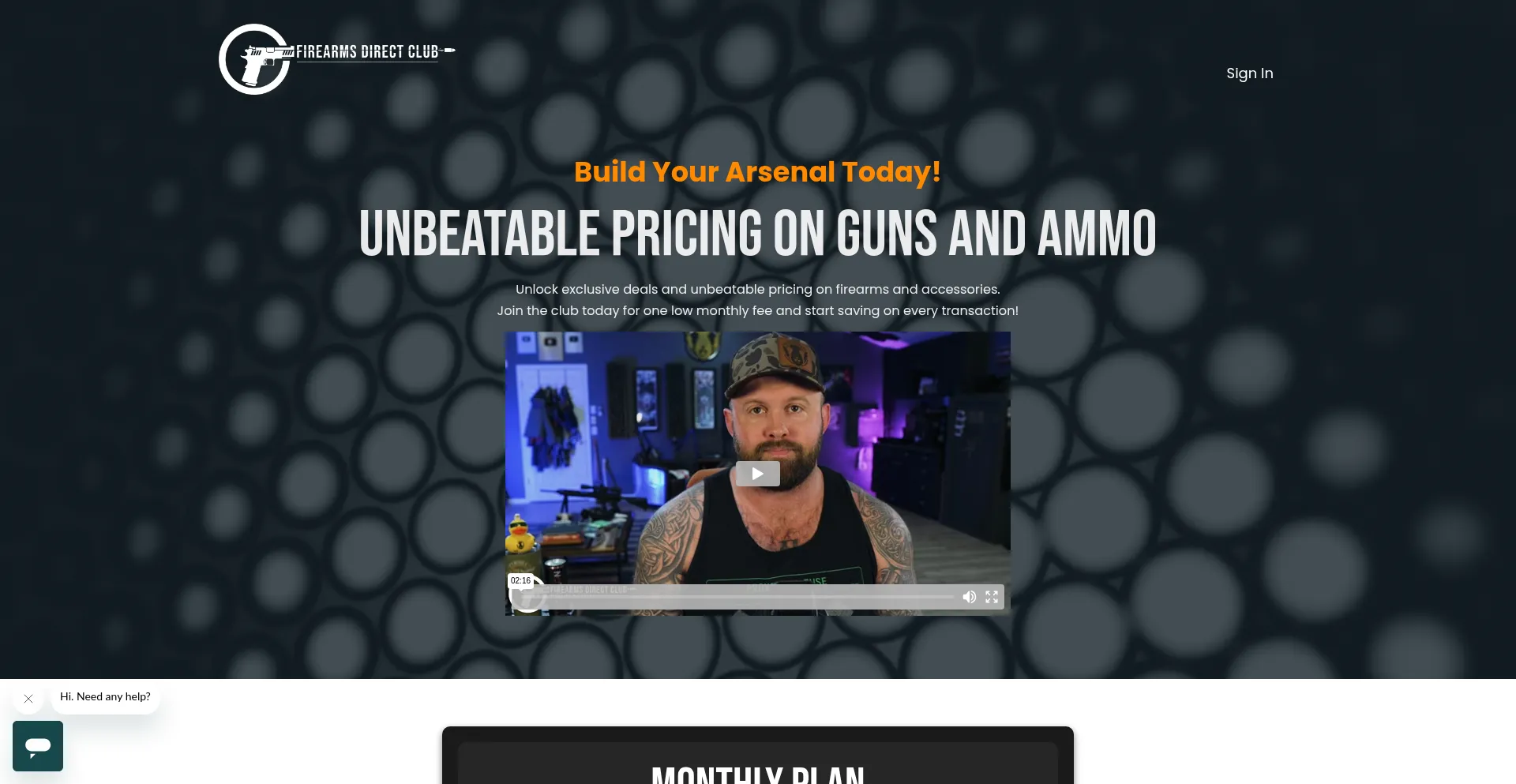 Website screenshot of Firearmsdirectclub.com
