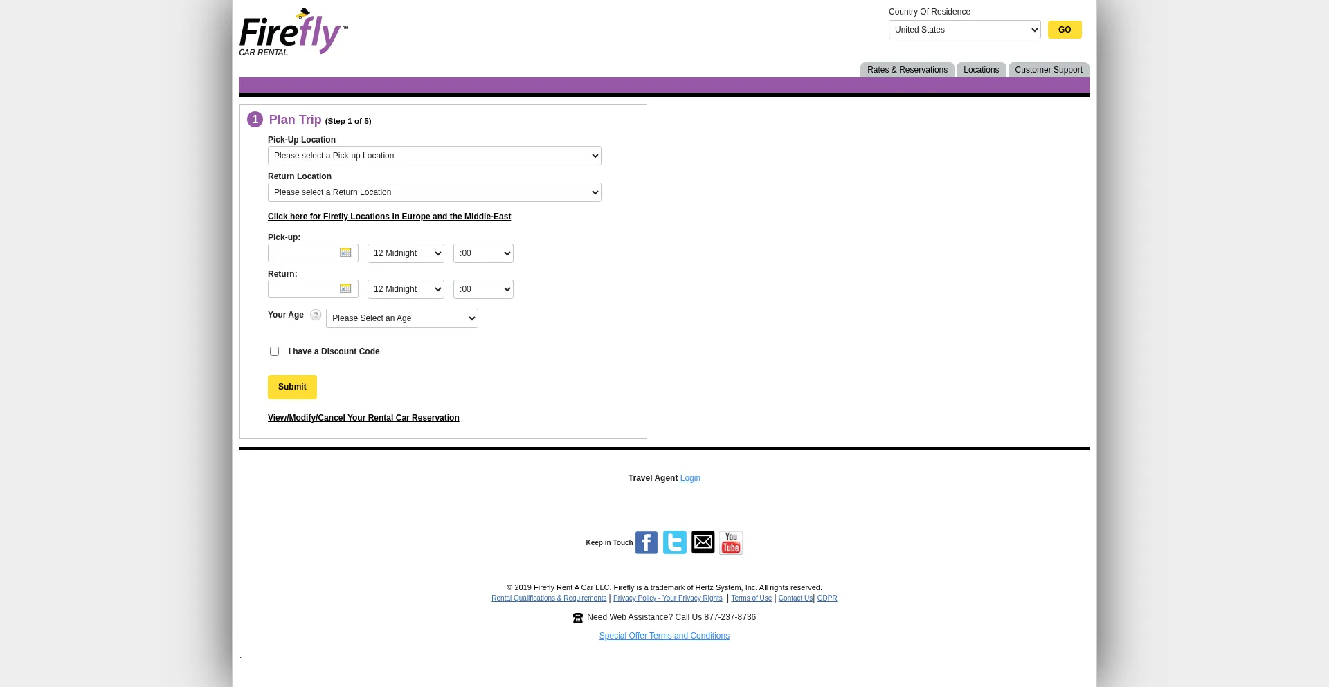 Fireflycarrental.com Screenshot
