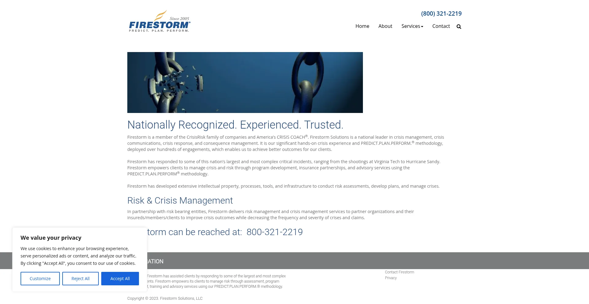 Website screenshot of Firestorm.com