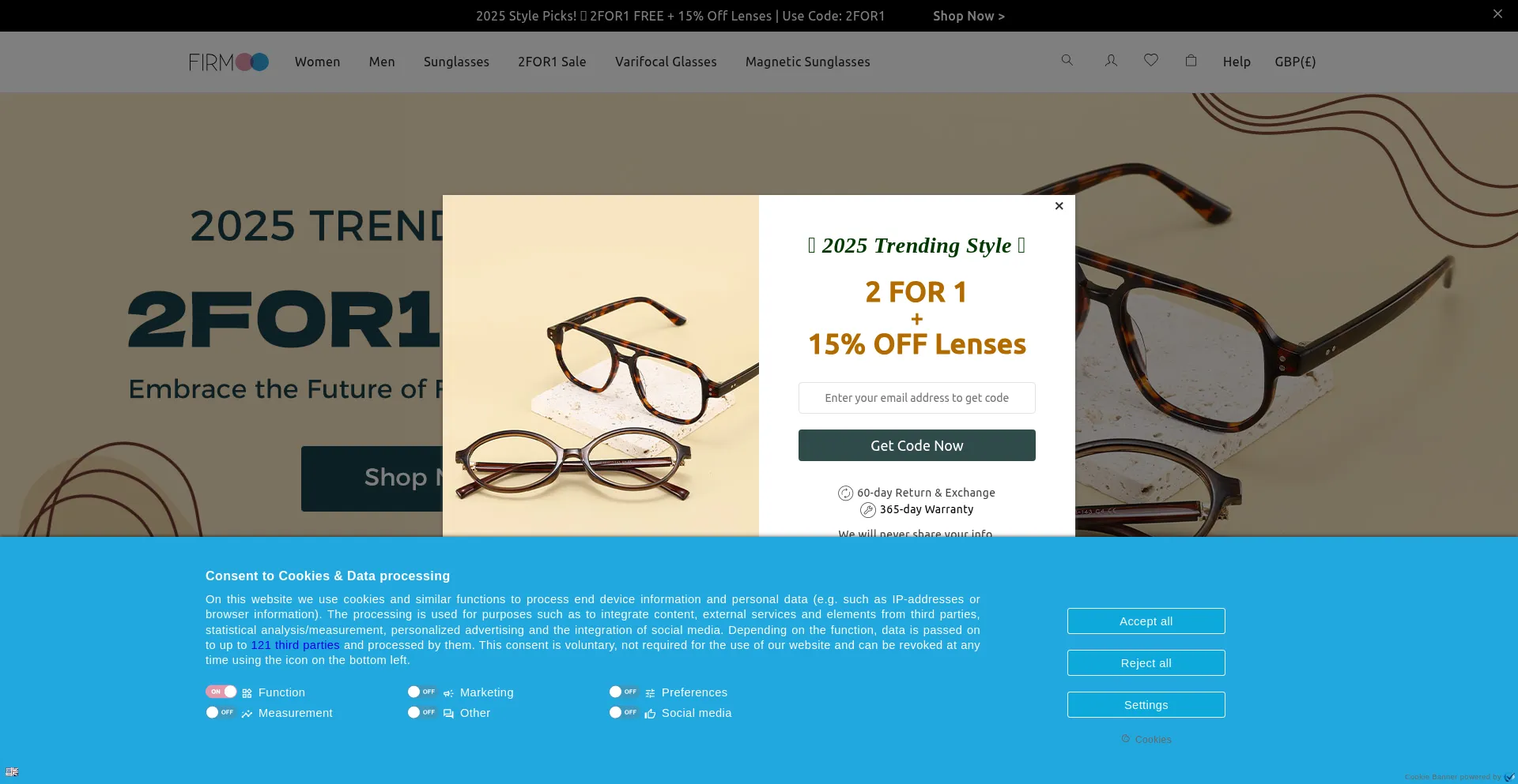 Website screenshot of Firmoo.co.uk