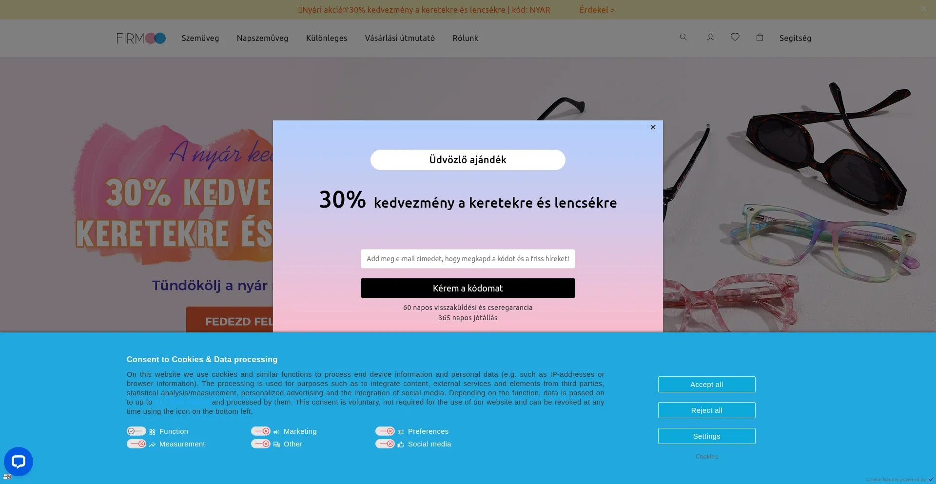 Website screenshot of Firmoo.hu