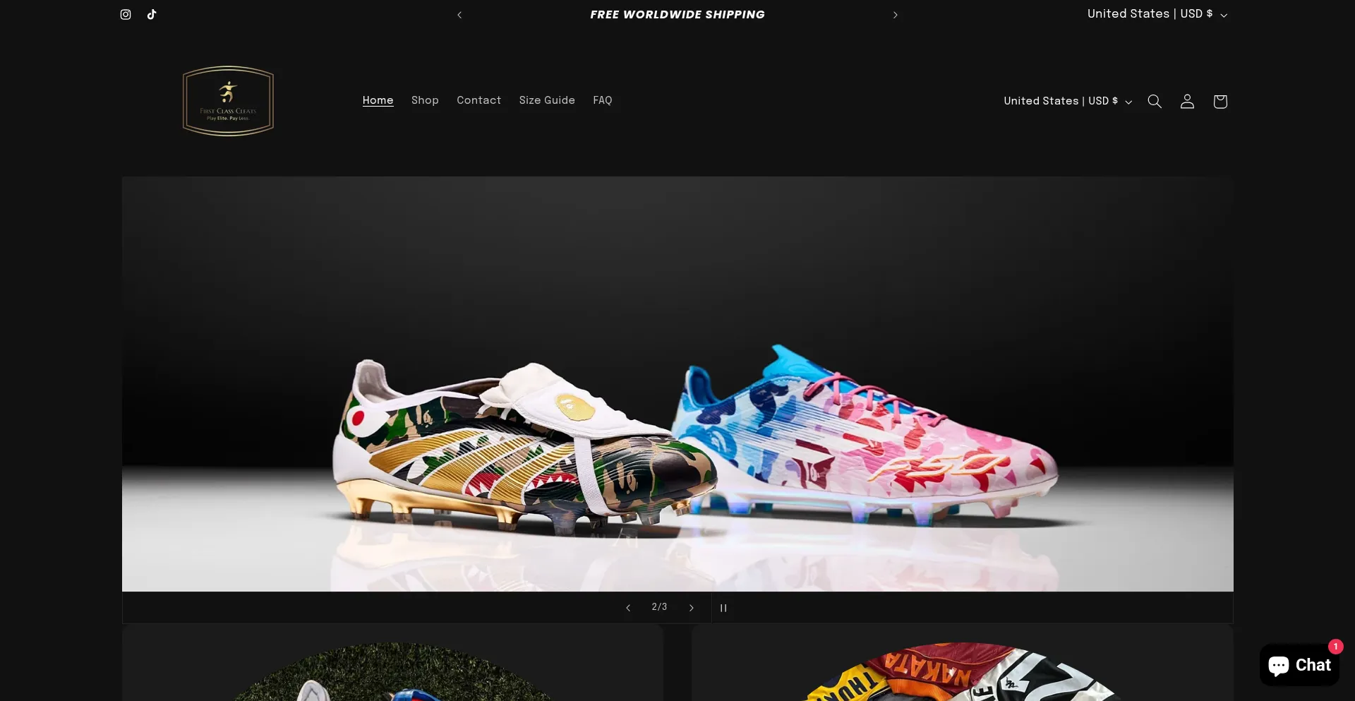 Firstclasscleats.myshopify.com Screenshot