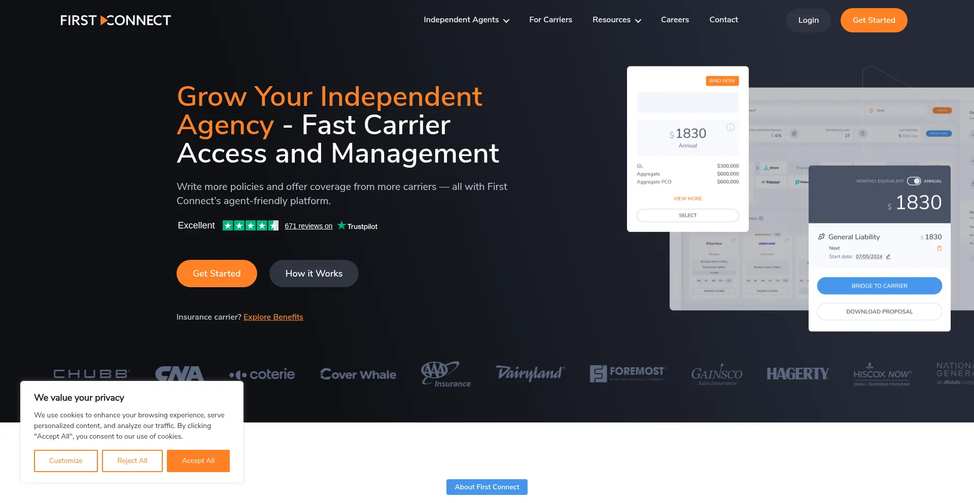 Firstconnectinsurance.com Screenshot