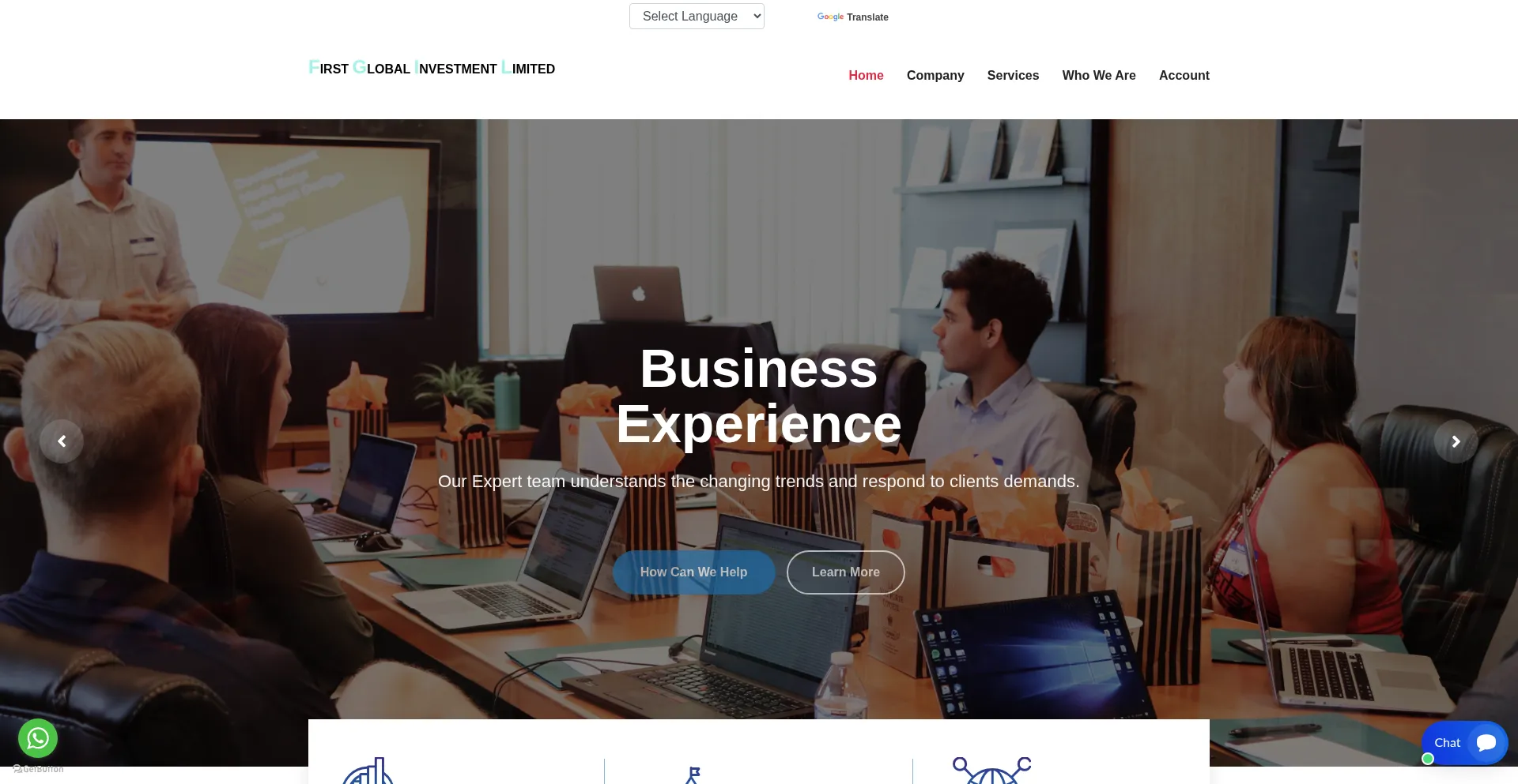 Website screenshot of Firstinvestmentassets.ltd