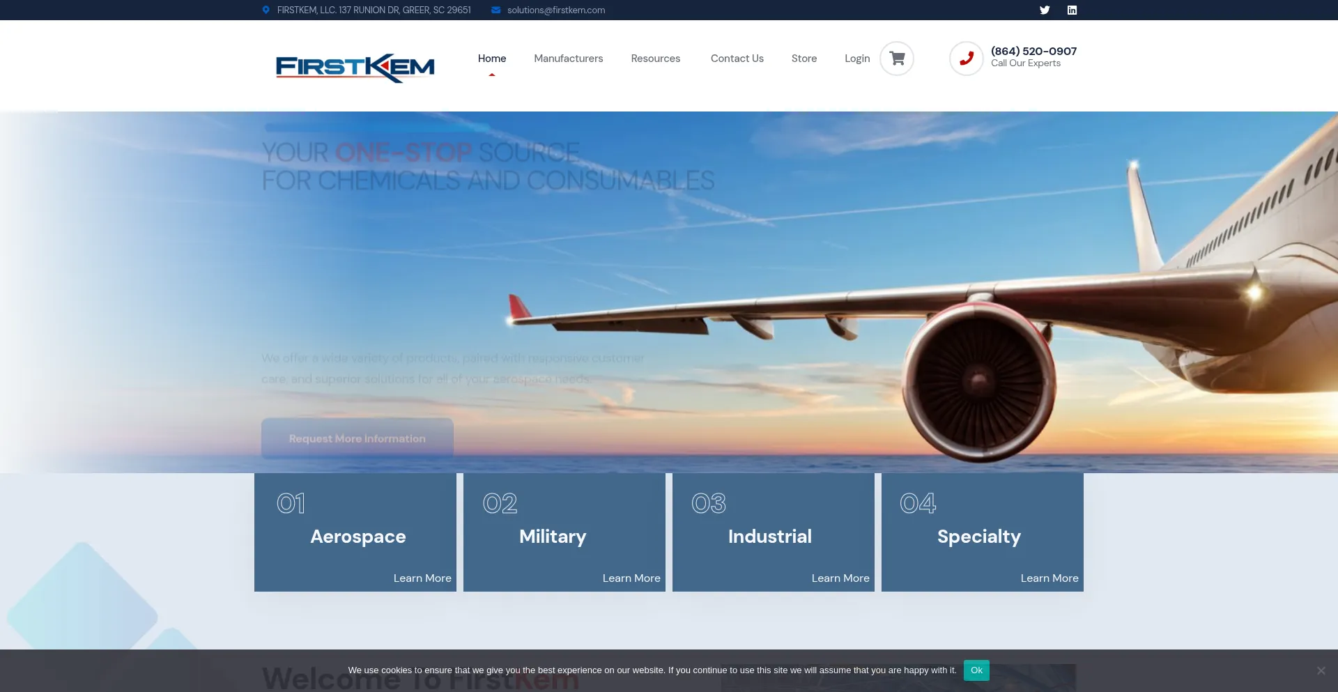 Website screenshot of Firstkem.com