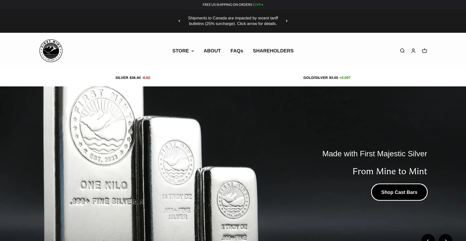 Website screenshot of Firstmint.com