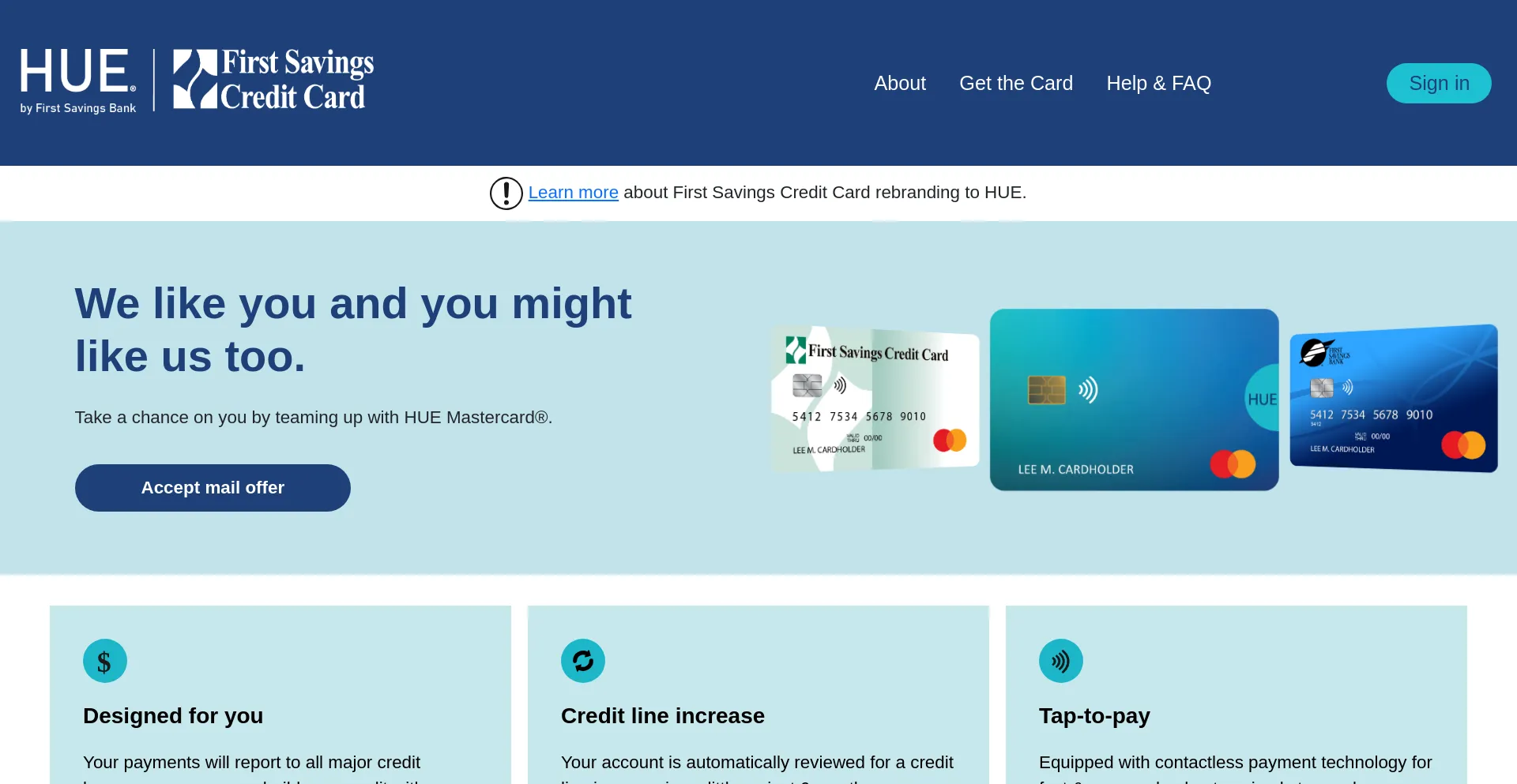 Website screenshot of Firstsavingscc.com