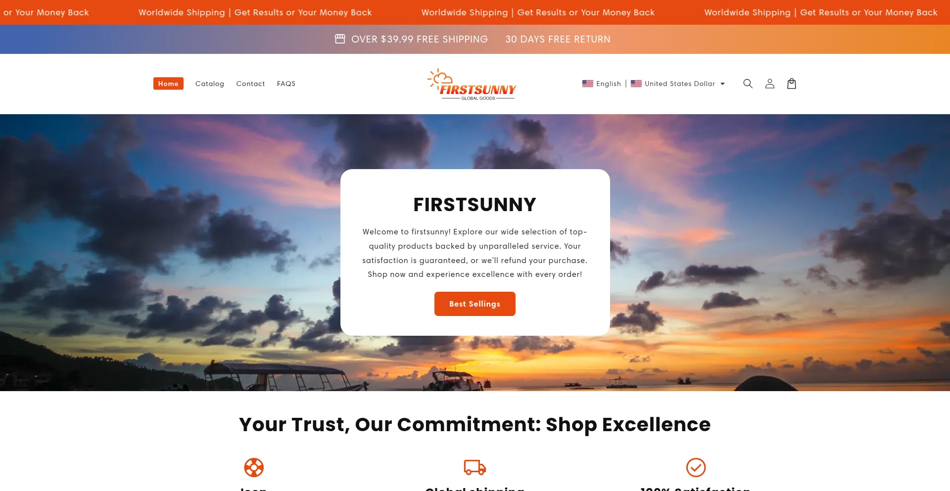 Website screenshot of Firstsunny.com