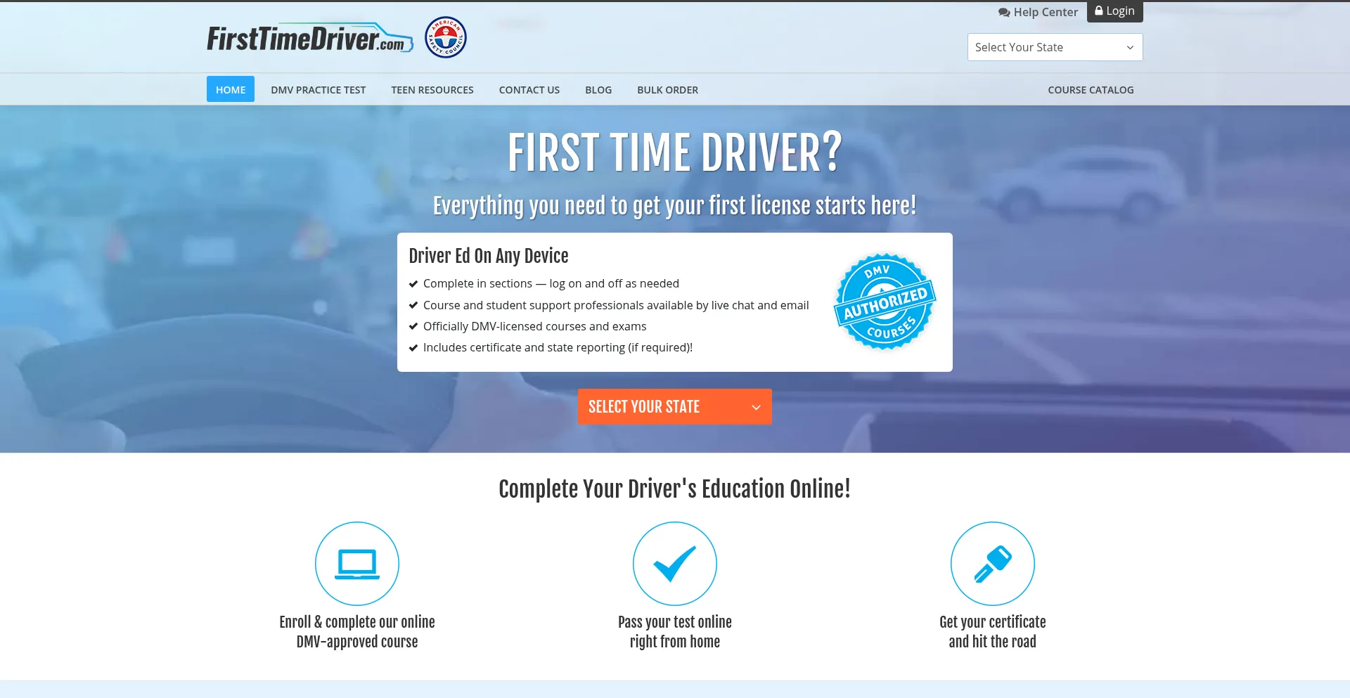 Website screenshot of Firsttimedriver.com