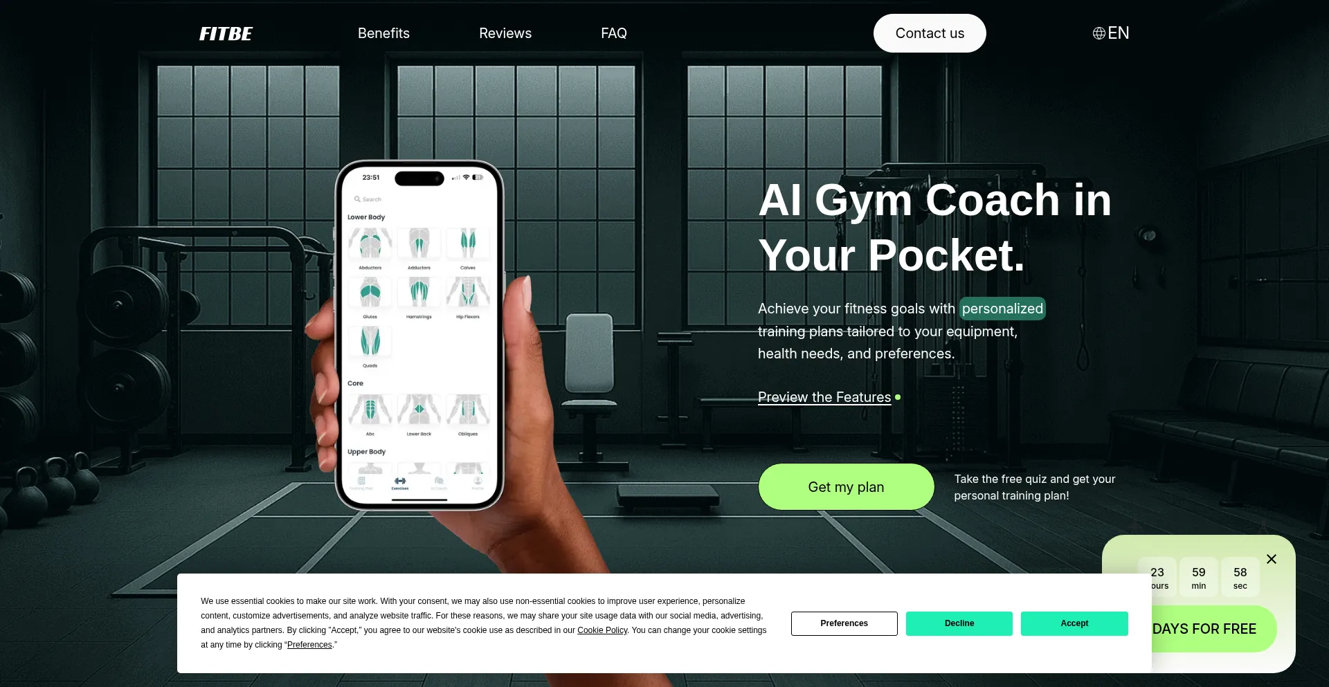 Website screenshot of Fitbe.io