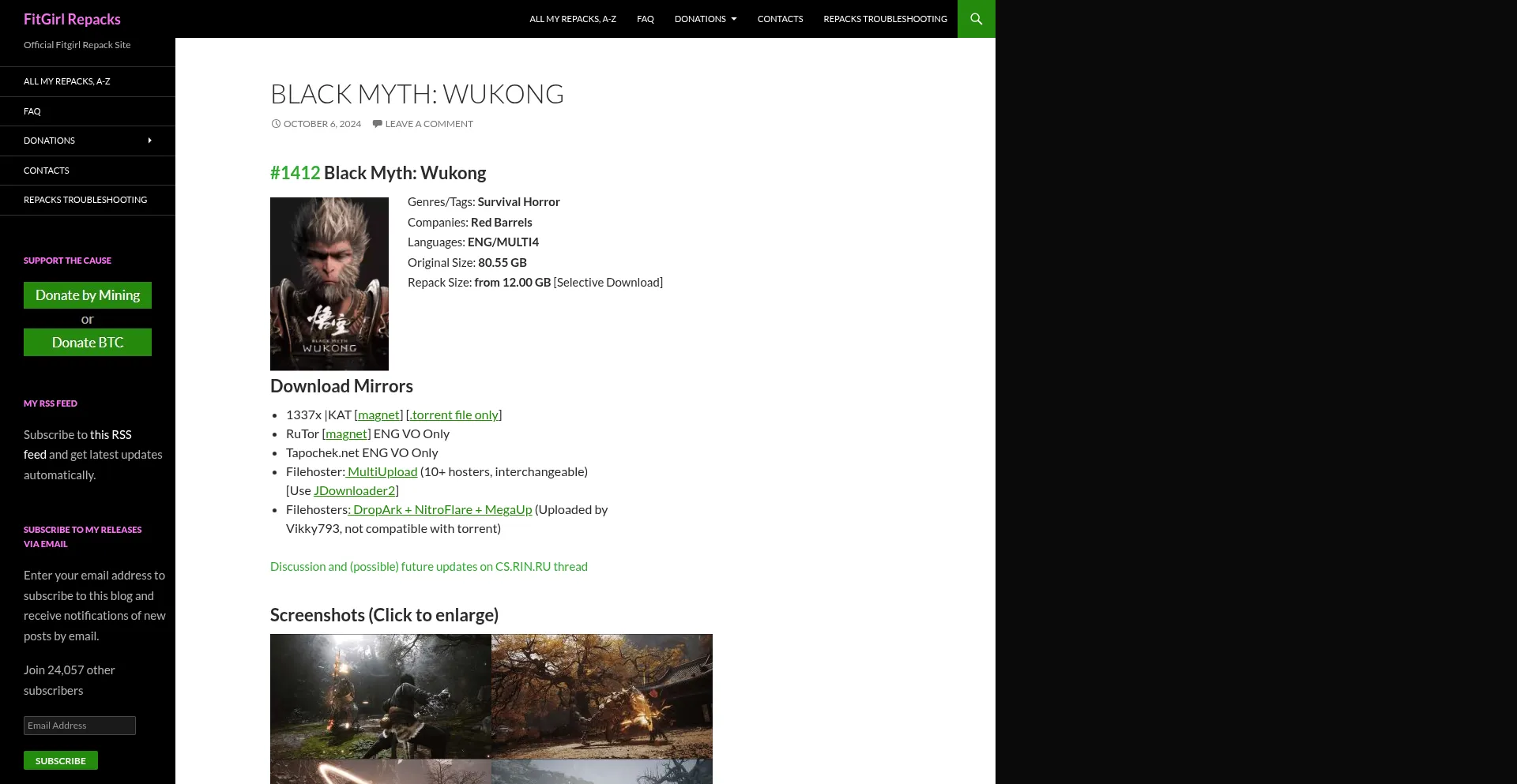 Website screenshot of Fitgirl-repacks.website