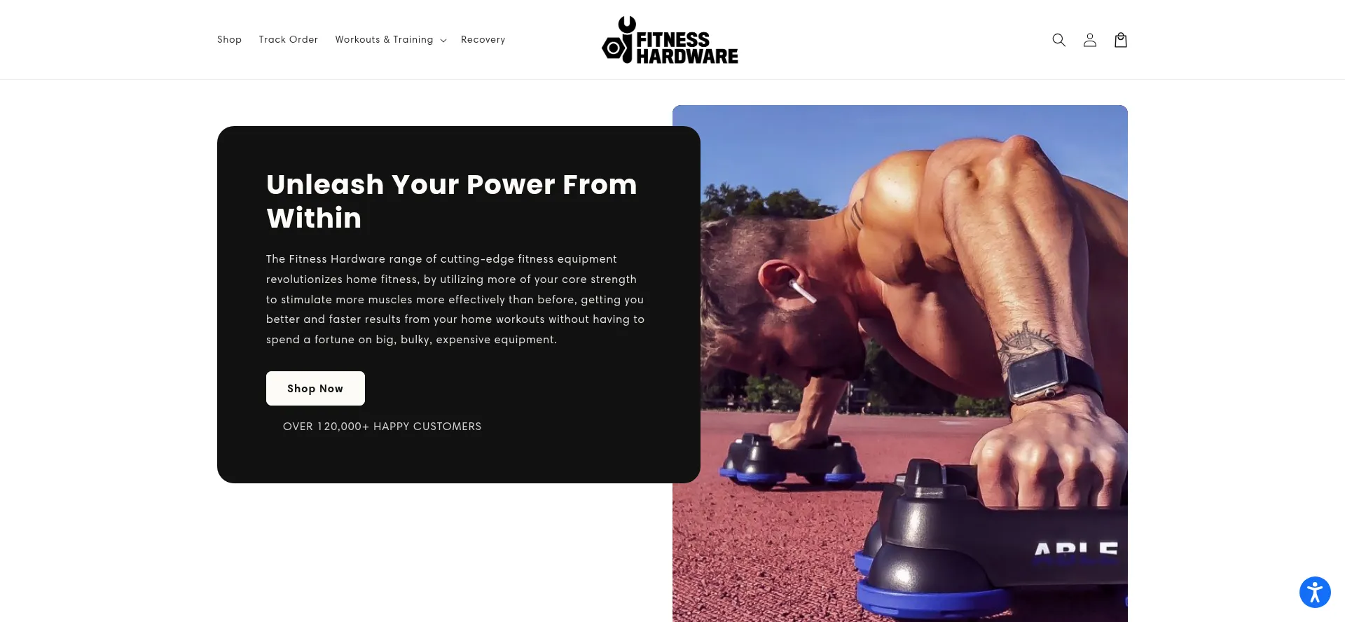Website screenshot of Fitnesshardware.com