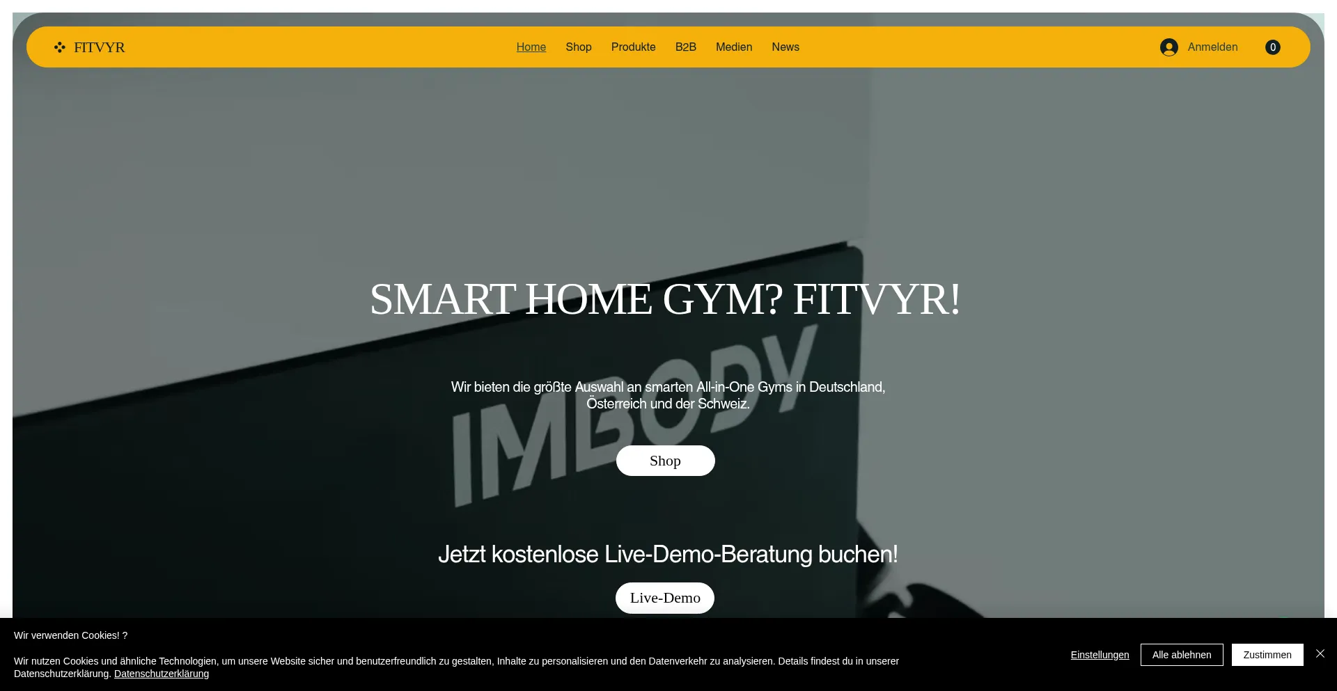 Website screenshot of Fitvyr.com