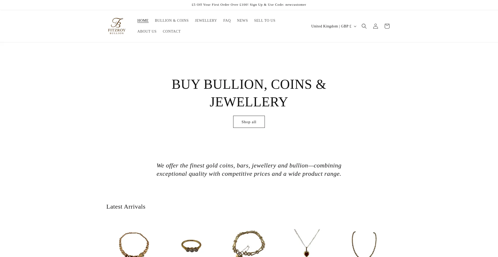 Fitzroybullion.com Screenshot
