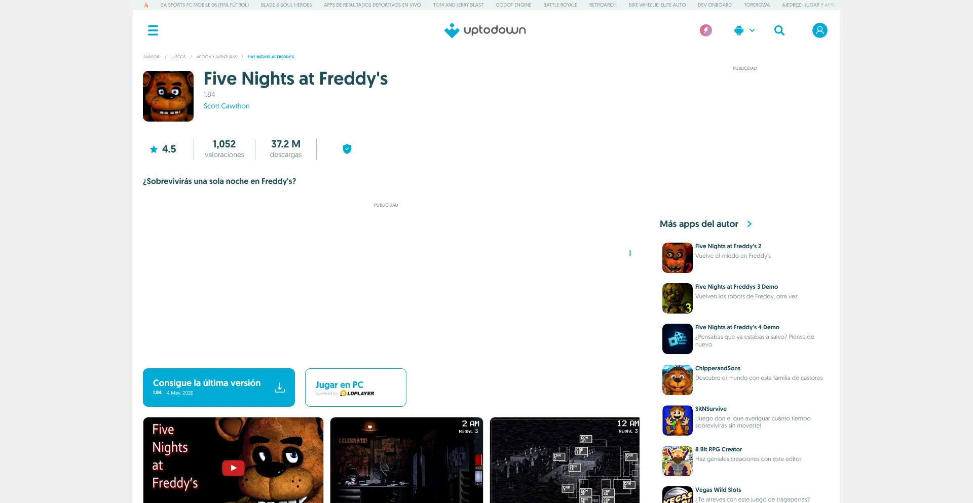 Five-nights-at-freddys.uptodown.com Screenshot