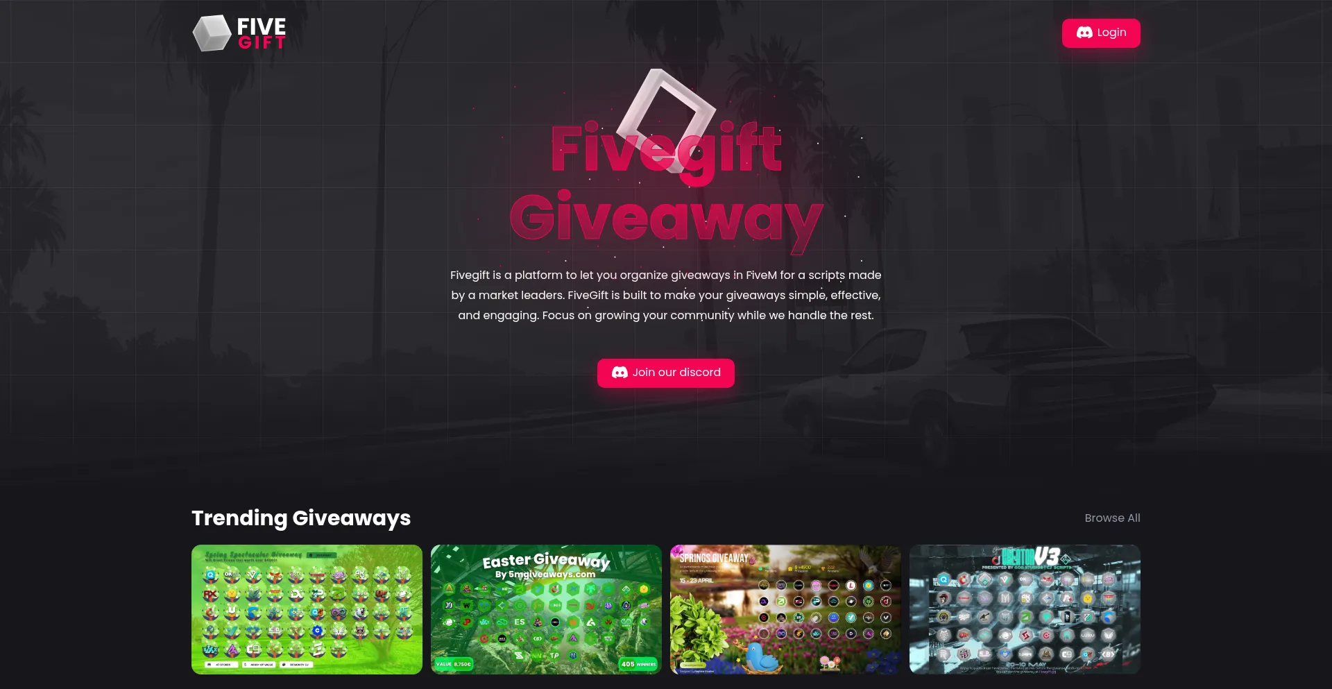 Website screenshot of Fivegift.gg
