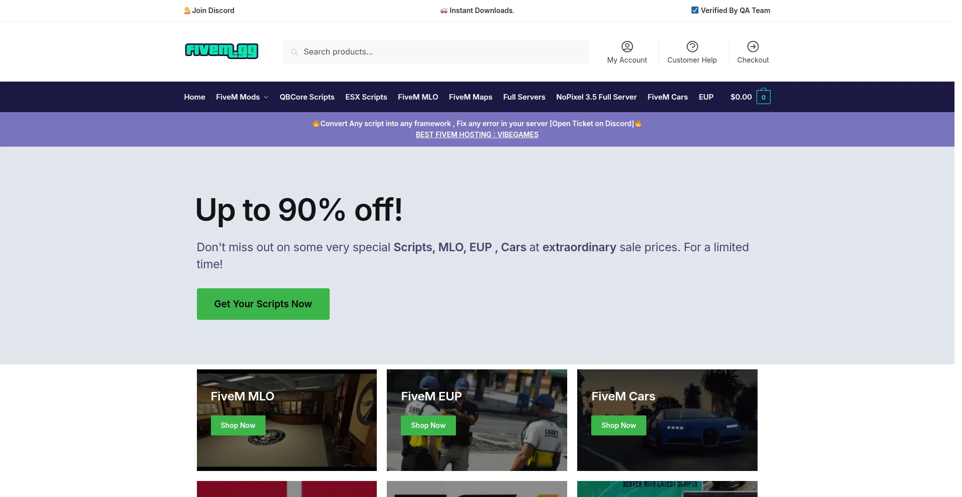 Website screenshot of Fivem.gg