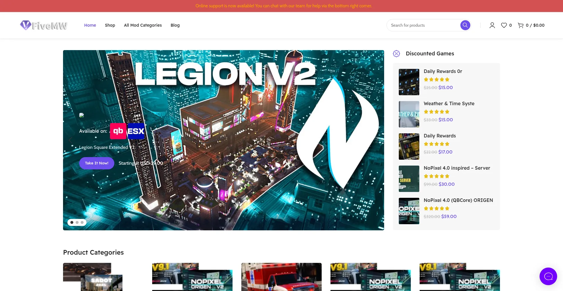 Website screenshot of Fivemw.com