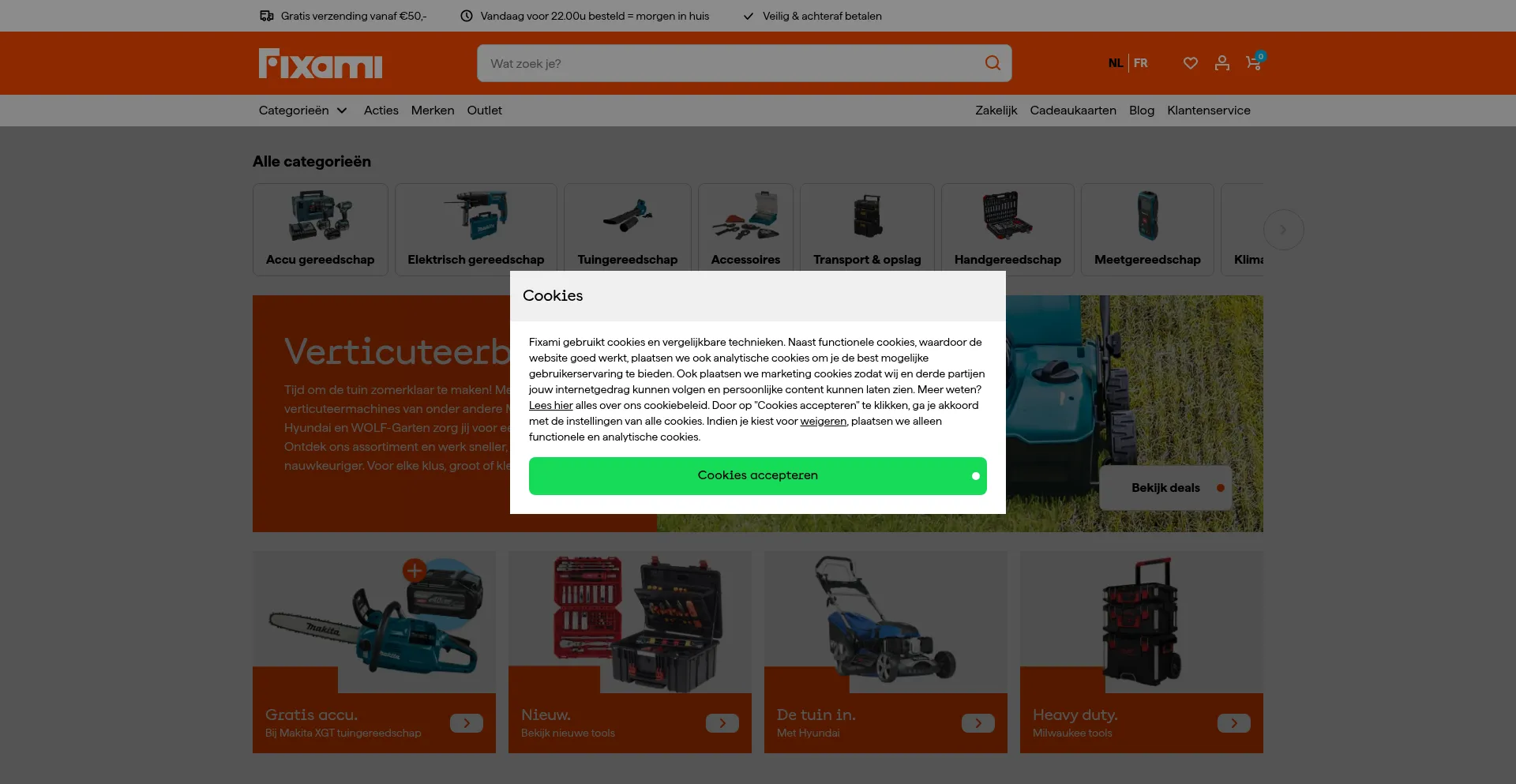 Website screenshot of Fixami.be