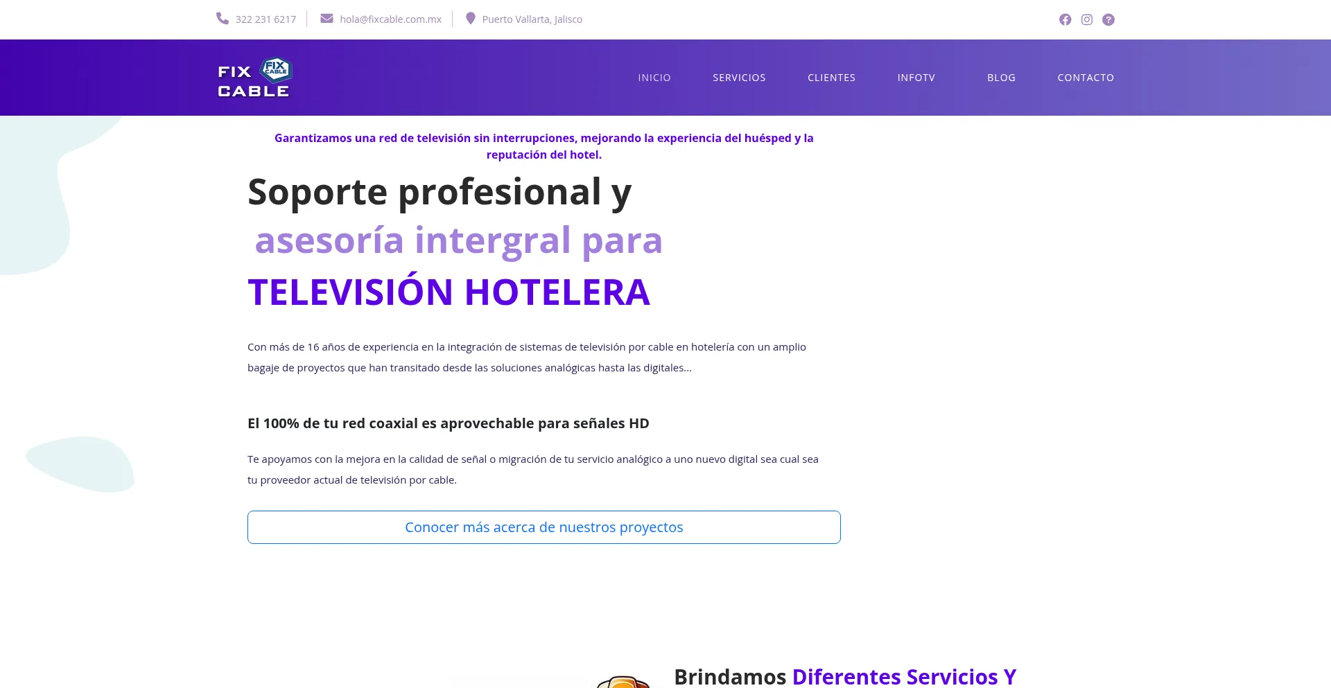 Website screenshot of Fixcable.com.mx