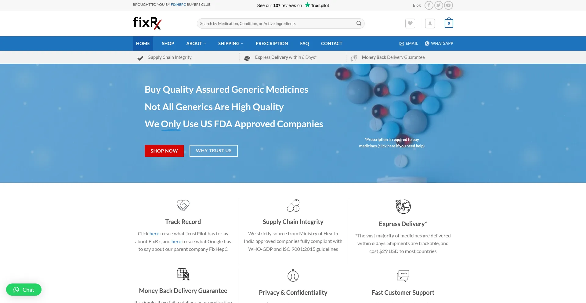 Website screenshot of Fixrx.com