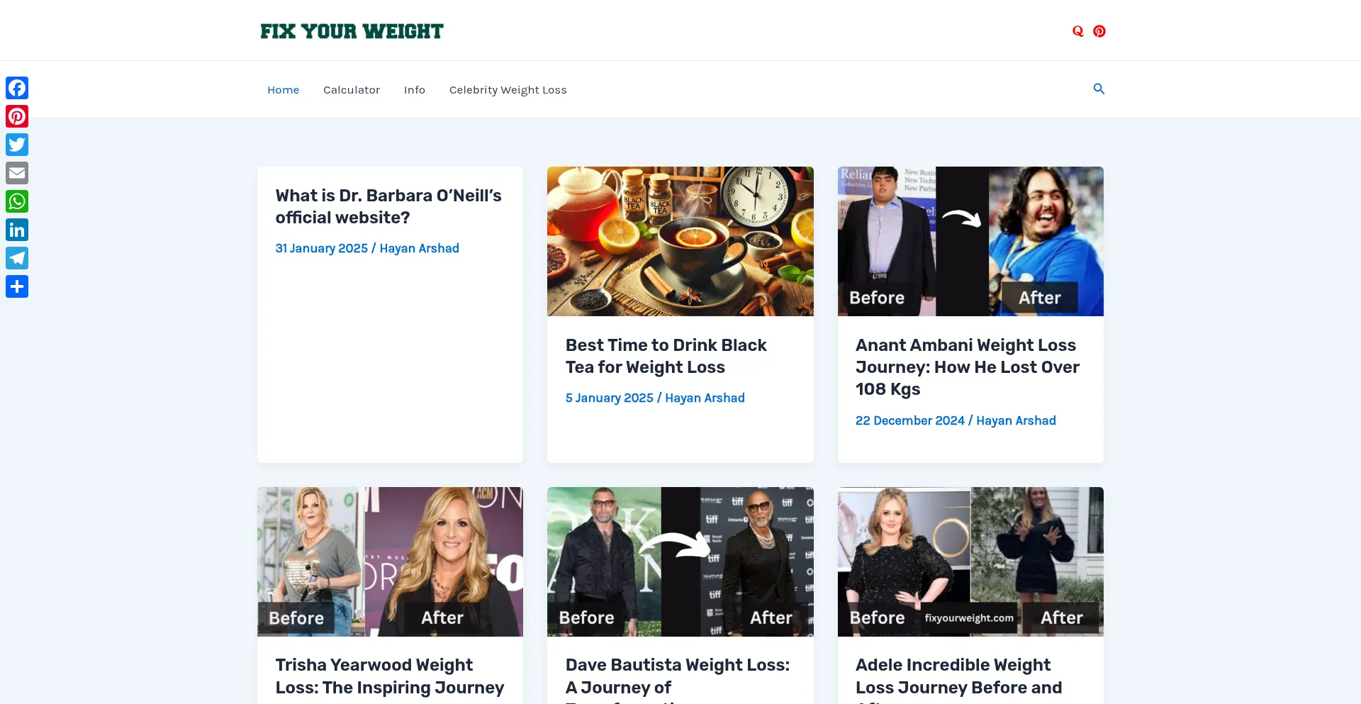 Website screenshot of Fixyourweight.com