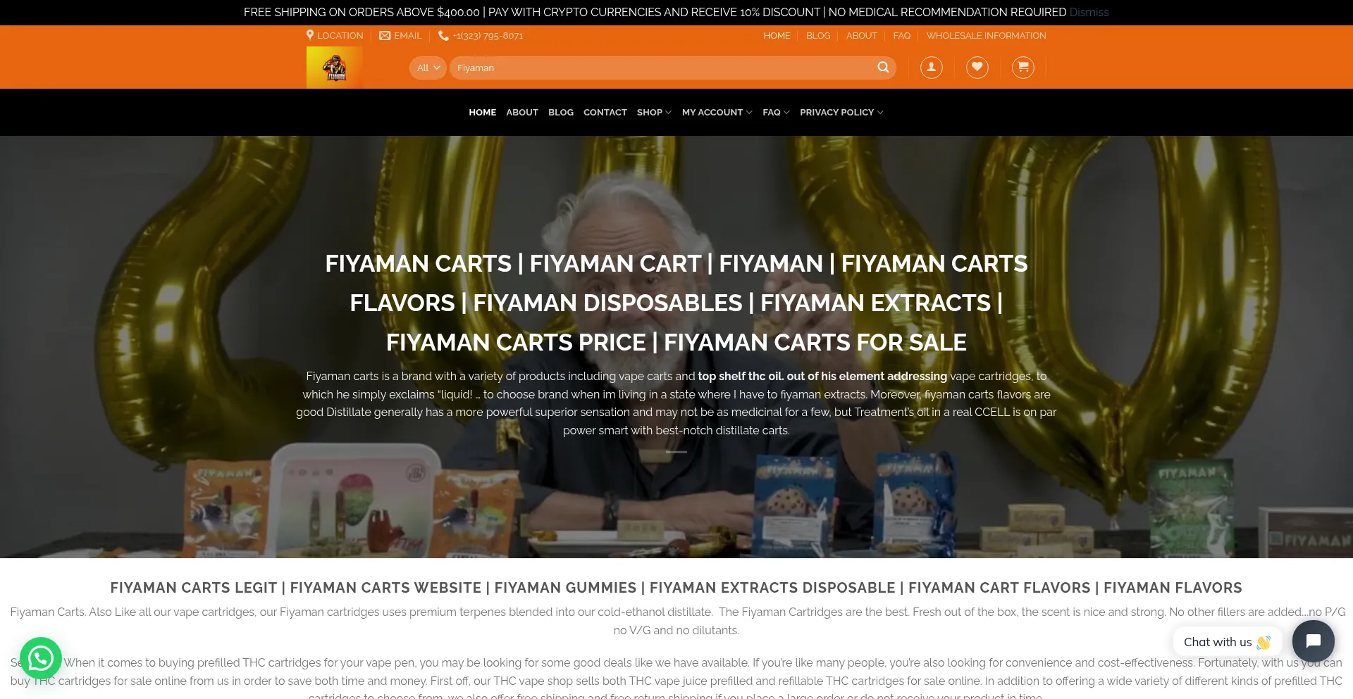 Website screenshot of Fiyamancarts.com