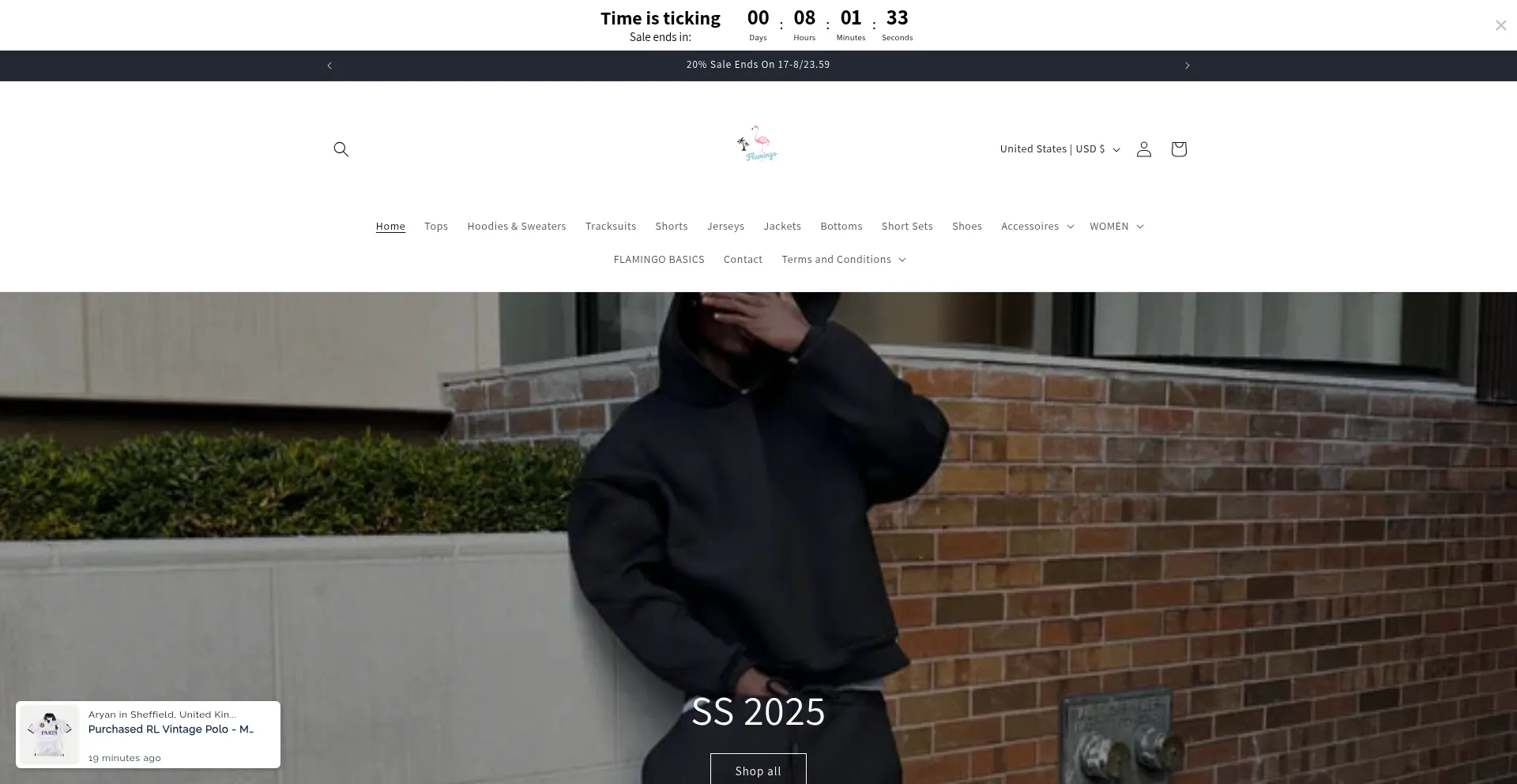 Website screenshot of Flamingoclothing.nl