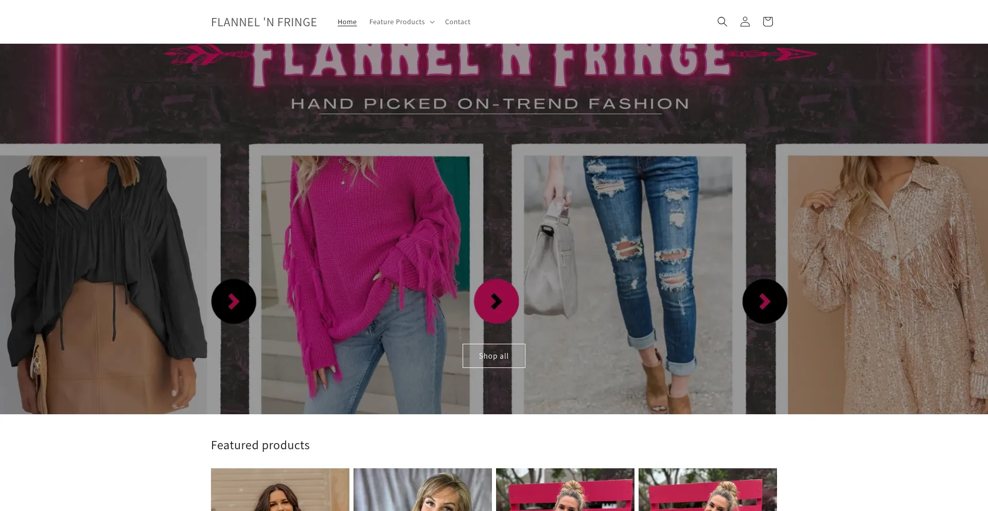 Website screenshot of Flannelnfringe.com