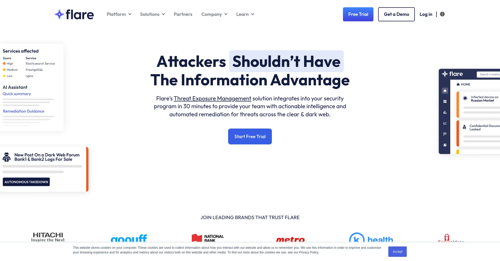 Website screenshot of Flare.io