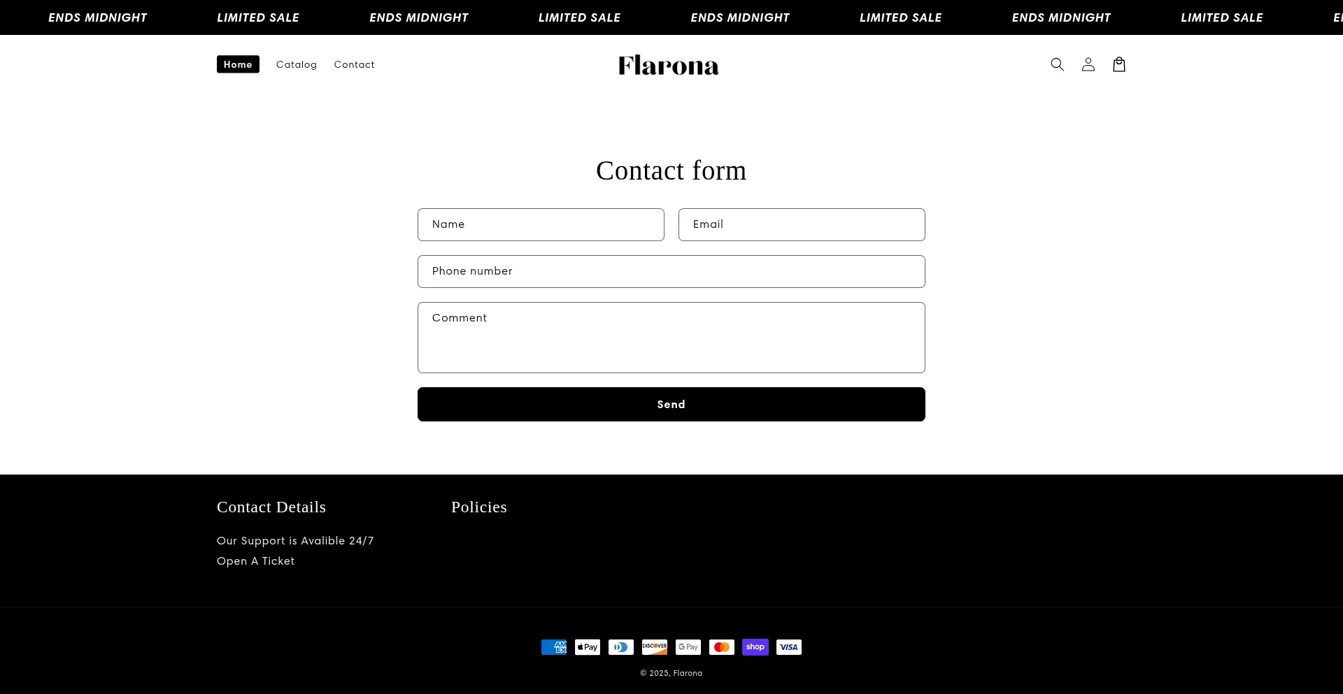 Website screenshot of Flarona.store