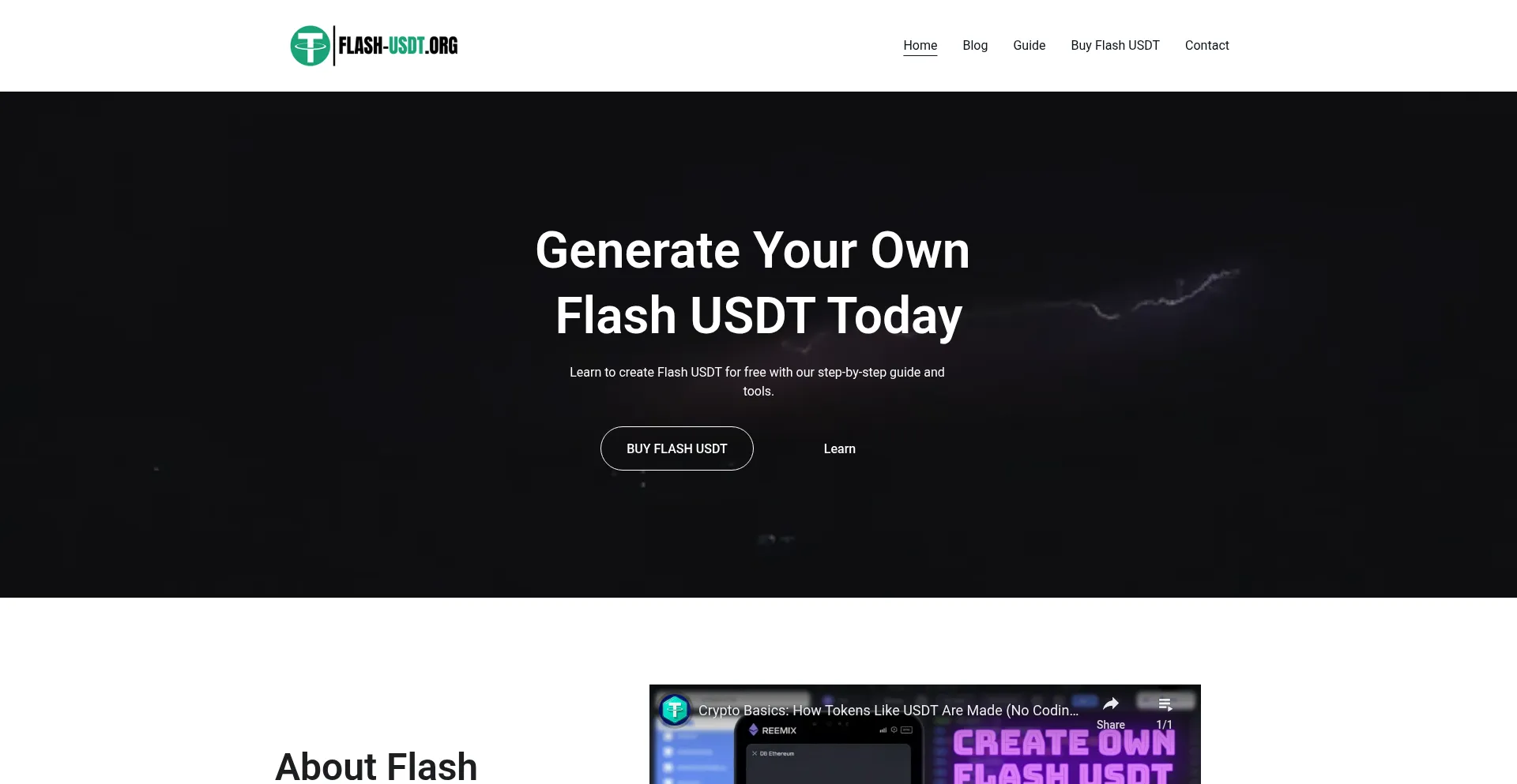 Website screenshot of Flash-usdt.org