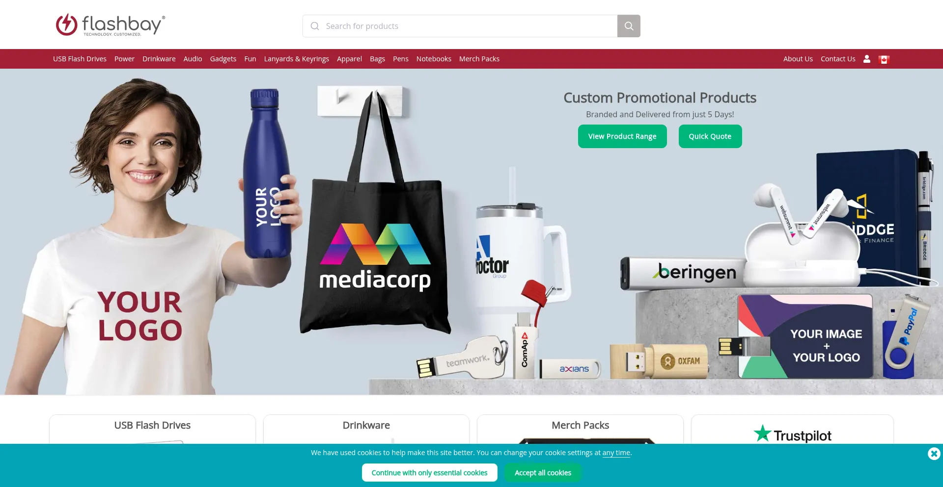 Website screenshot of Flashbay.ca