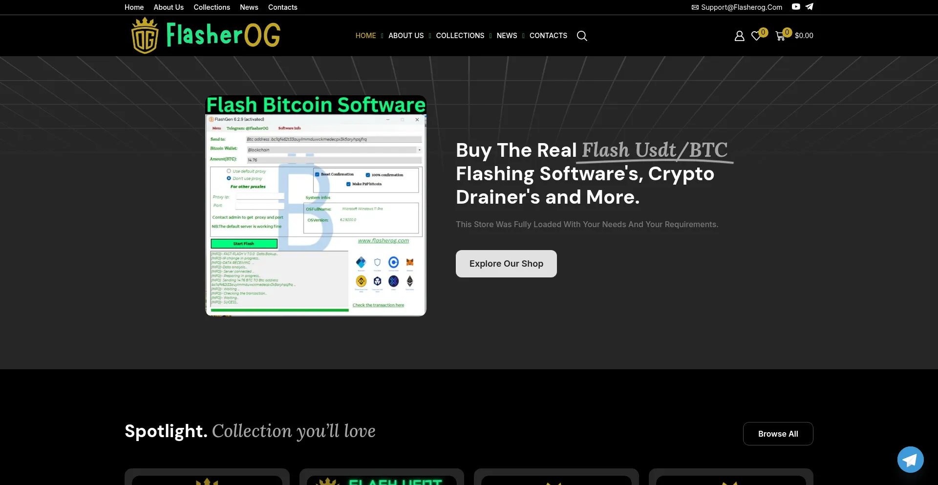 Website screenshot of Flasherog.com