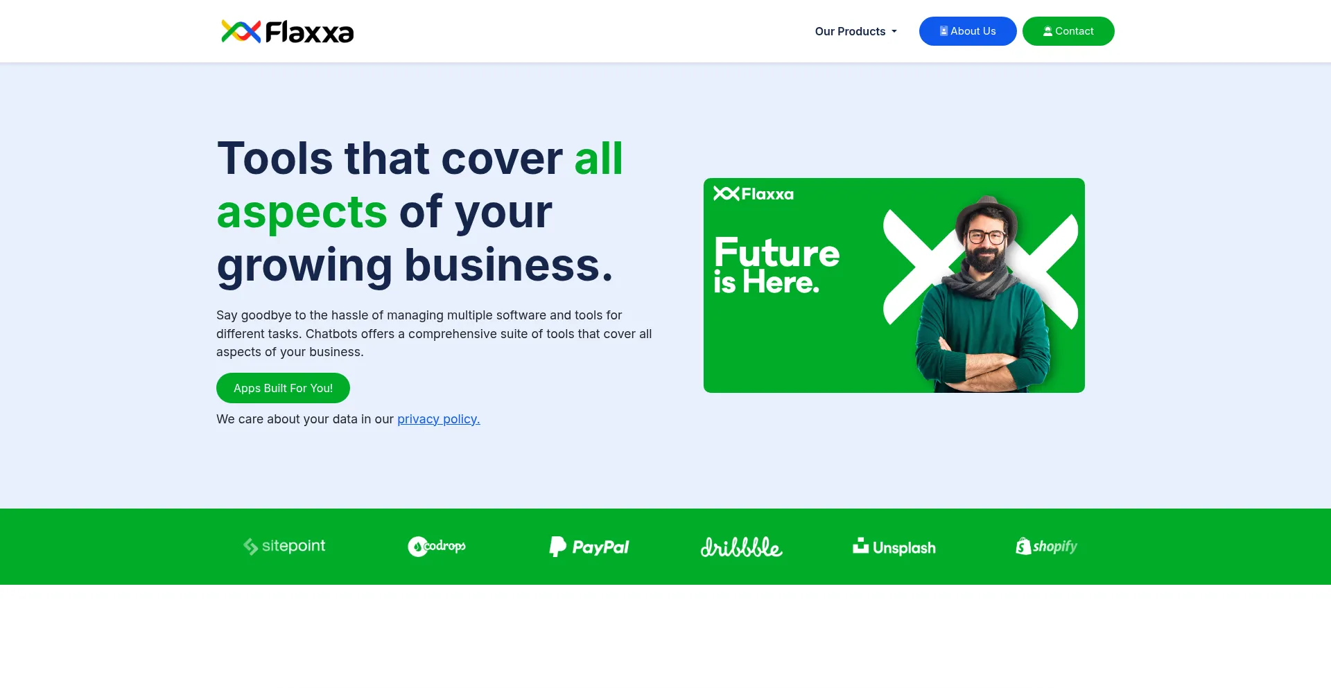 Website screenshot of Flaxxa.in