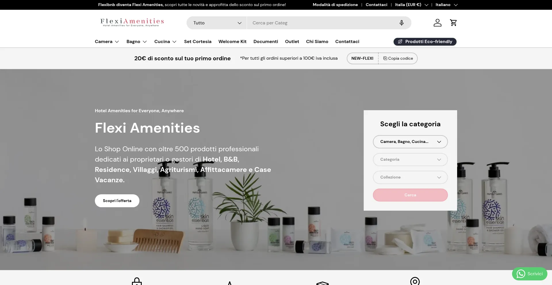 Website screenshot of Flexiamenities.it