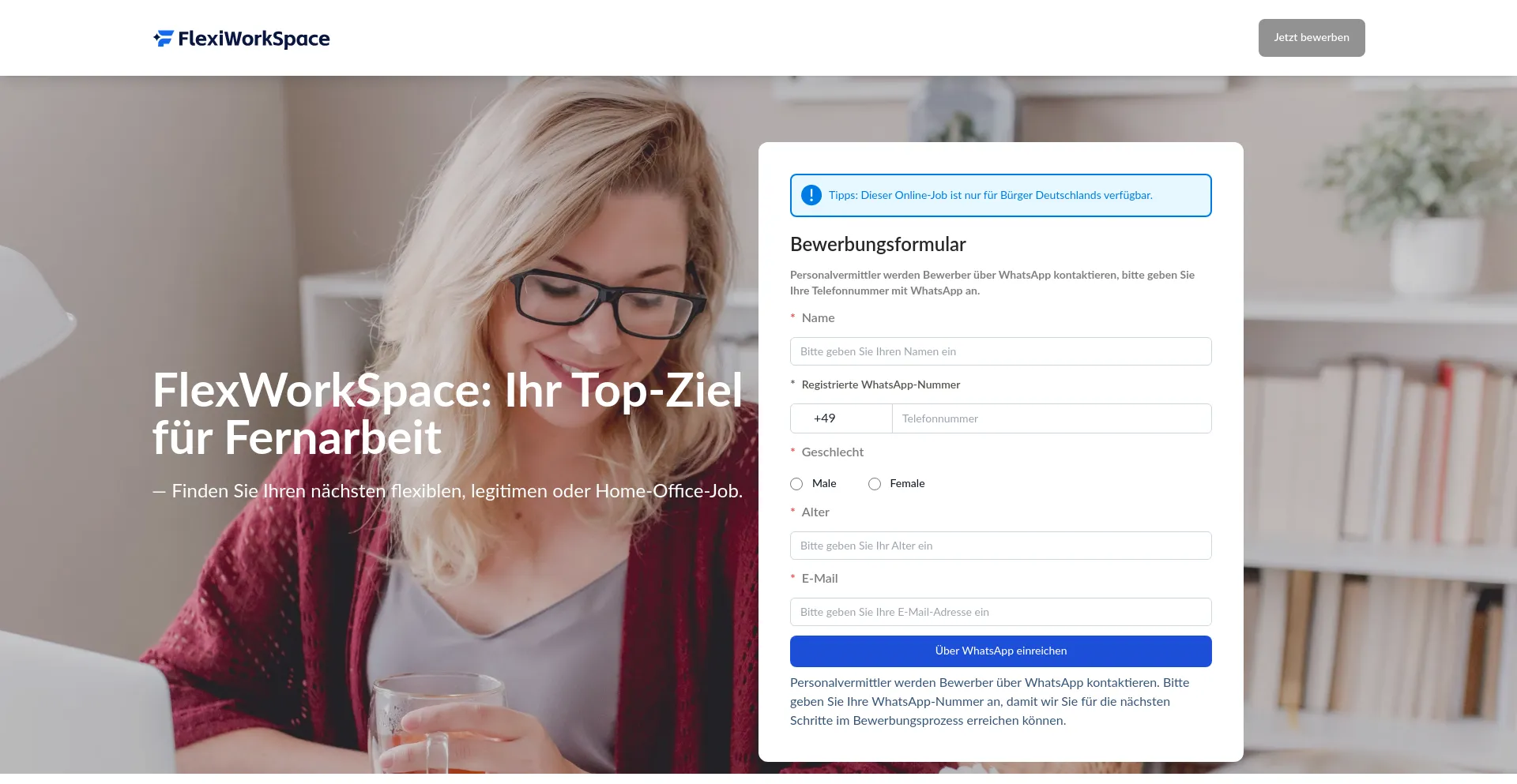 Website screenshot of Flexworkspacede.works