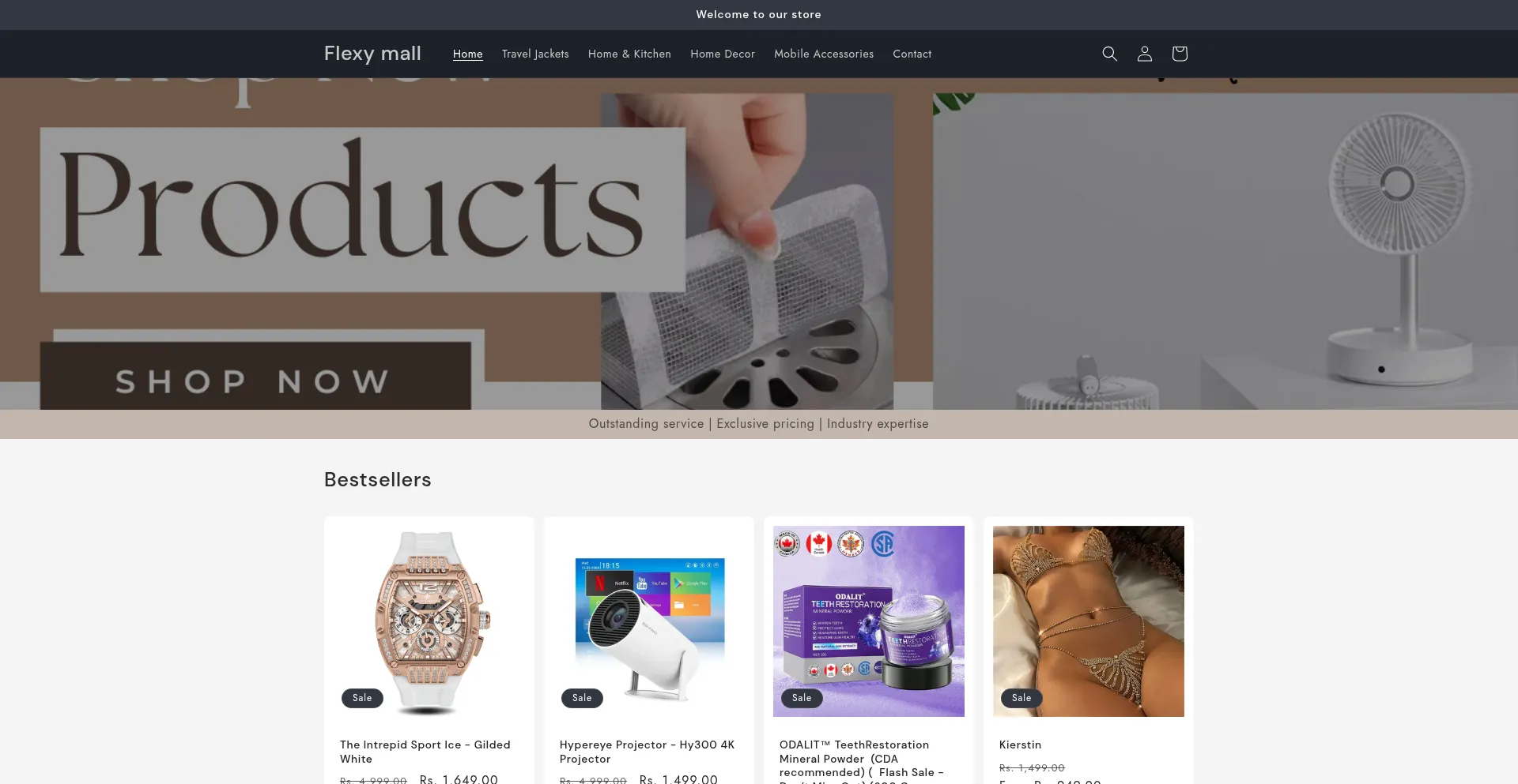 Website screenshot of Flexymall.xyz