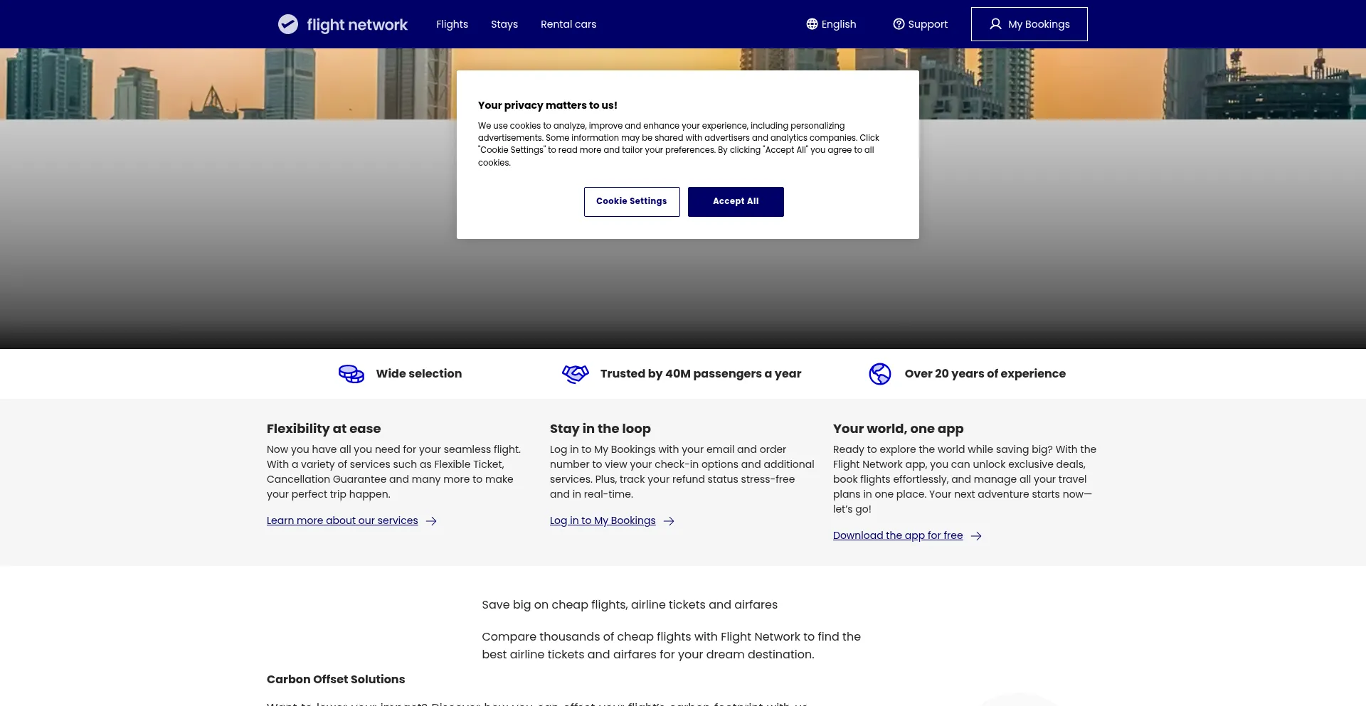 Website screenshot of Flightnetwork.com